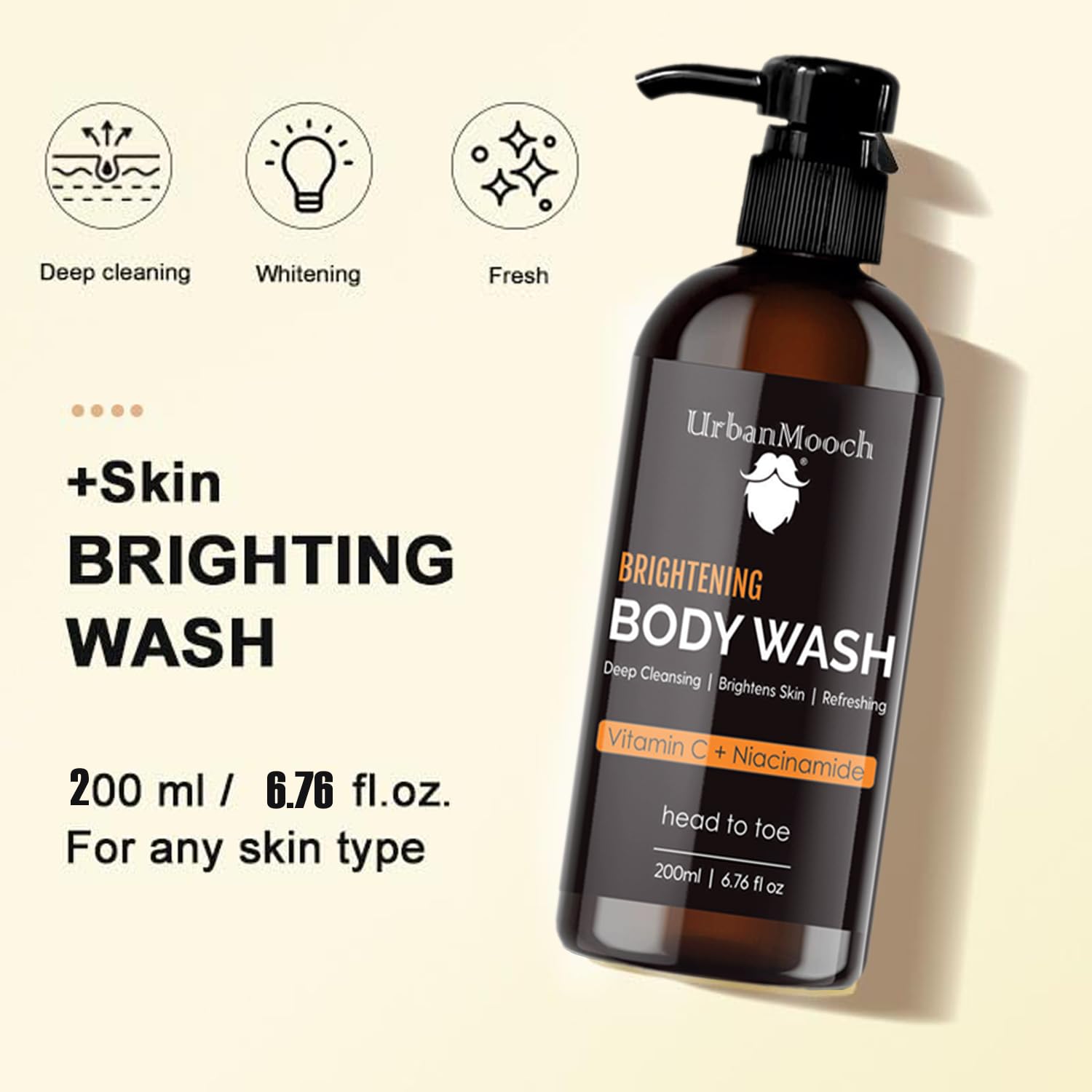 UrbanMooch 4 in1 Everyday Essentials Men's Skincare Kit with Face Brightening Cream | Vitamin C Body Wash | Detan Face Scrub | Underarm Roll-On | Rakhi Gift for Brothers Lohiya Retails