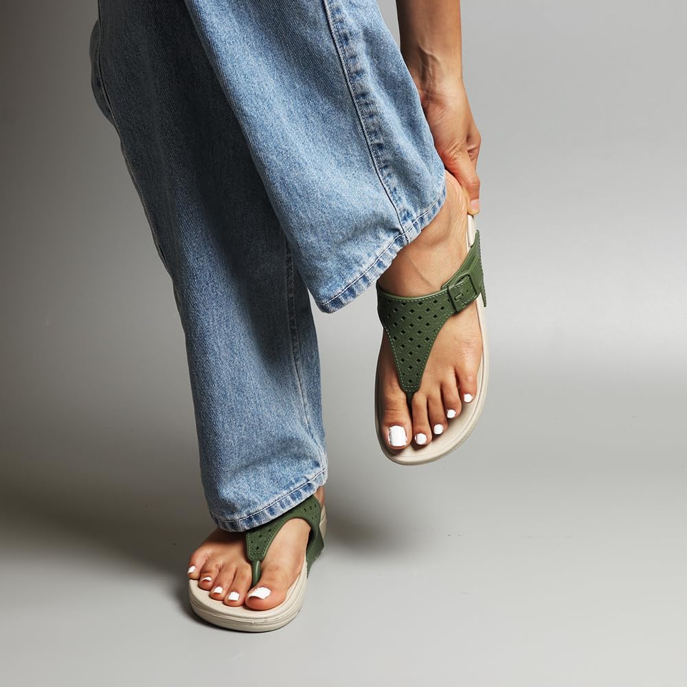 Indifeet Casual Thong Chappals for Women - Green - Image 13