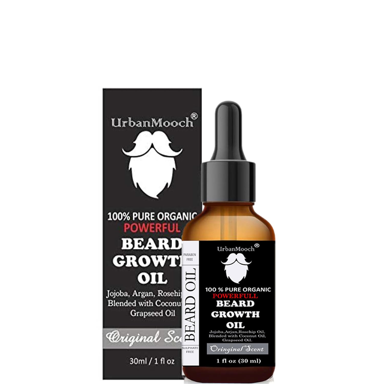 Urban Mooch Beard Growth Oil 30 ml for Faster Beard Growth & Thicker Looking Beard | Natural Actives Only | No Harmful Chemicals Lohiya Retails