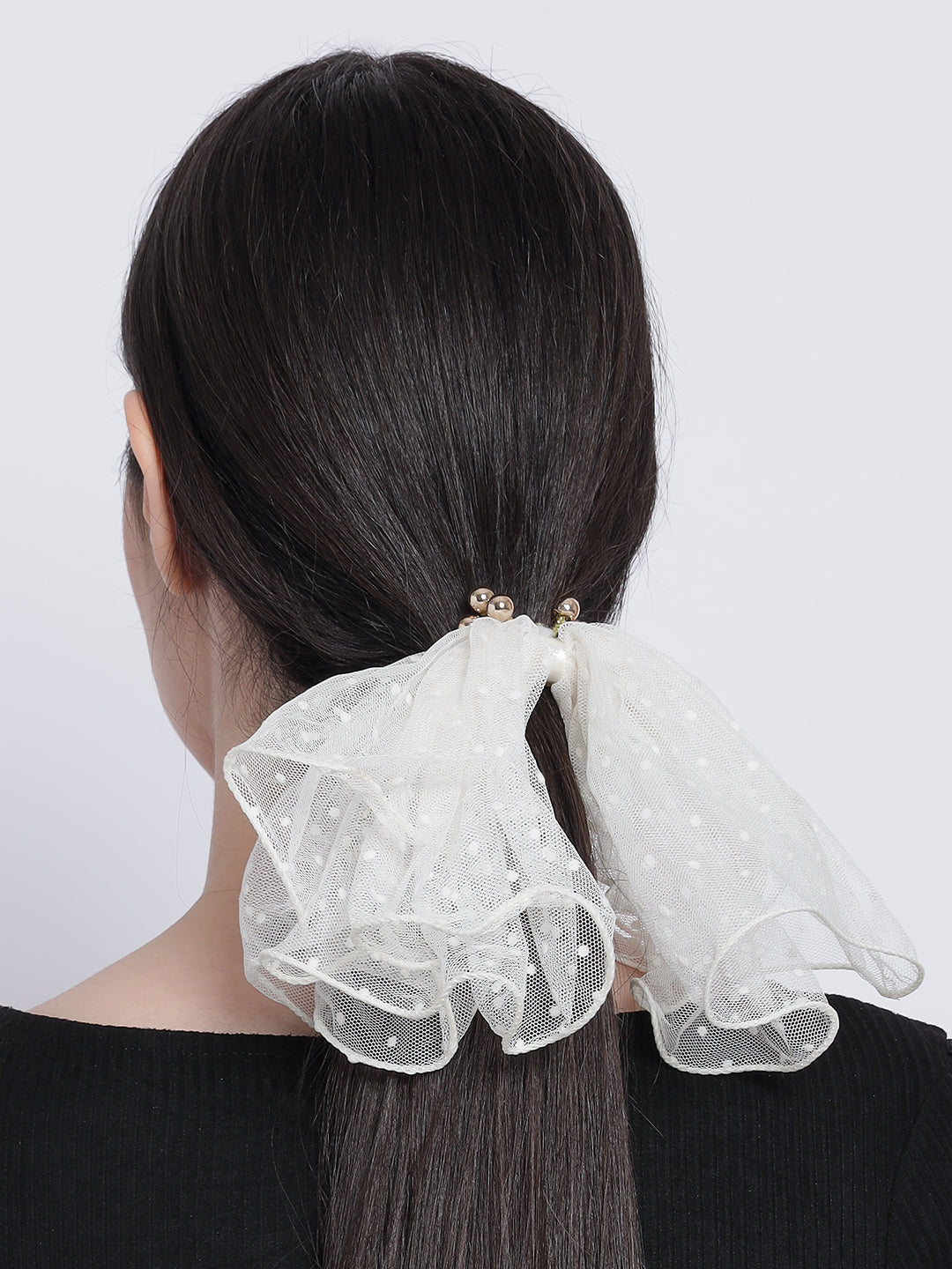 Set Of 2 Bow White Shaped Ponytail Holder