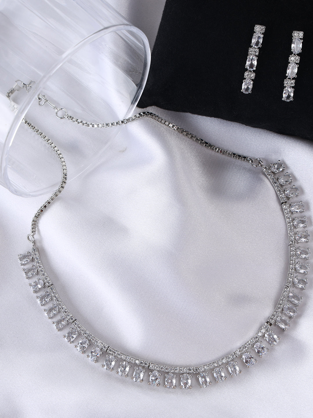 Silver Plated American Diamond Jewellery Set