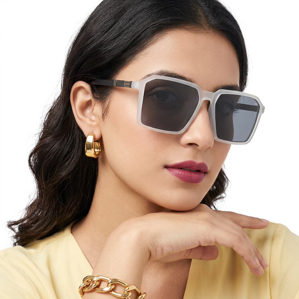 Eyejack Transparent Square Sunglasses for Men and Women - Style 1131 - worn by a male model (image 3)