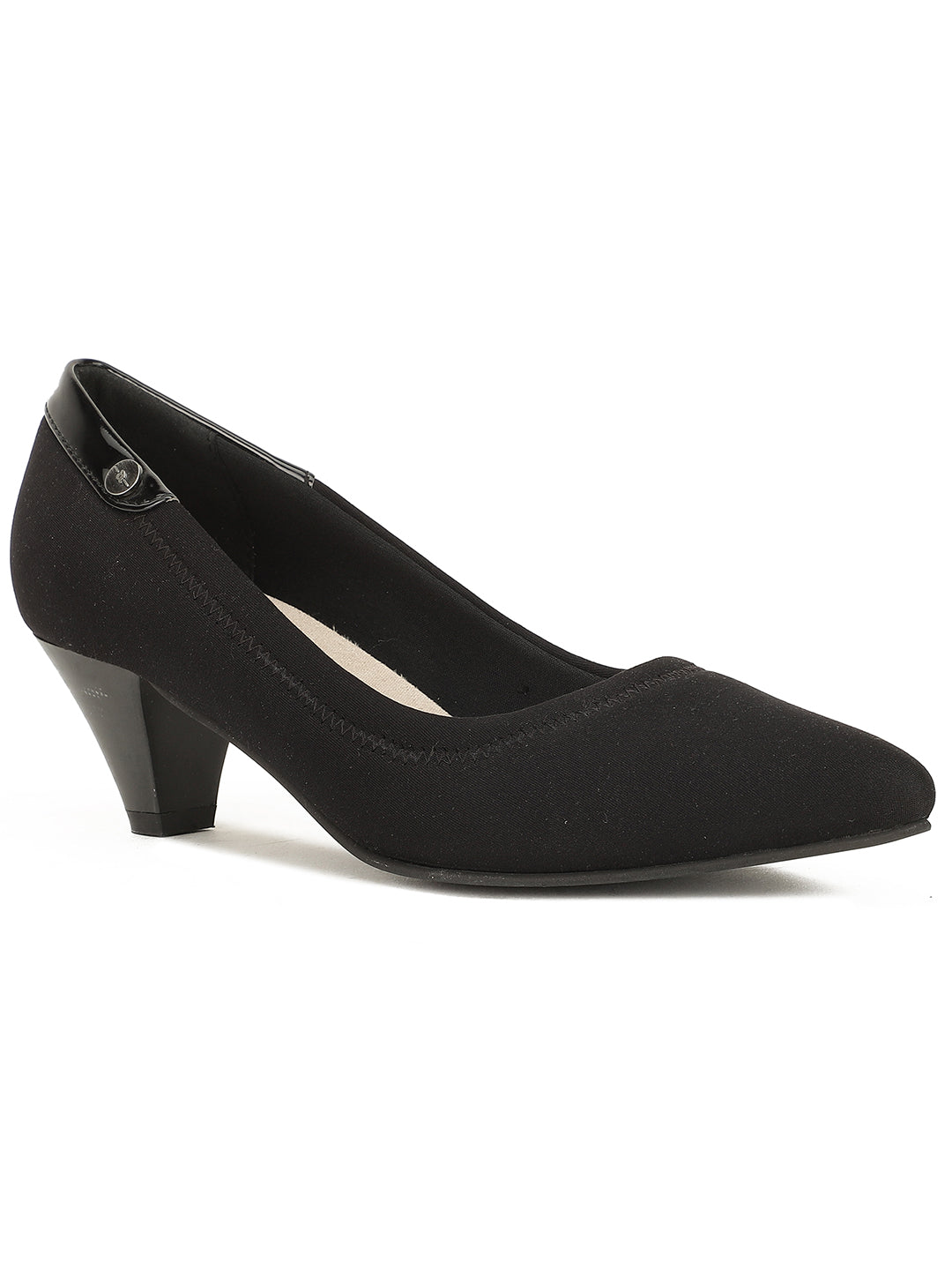 Bata Women Black Pointed-Toe Kitten Heel Pump - Black - View 1