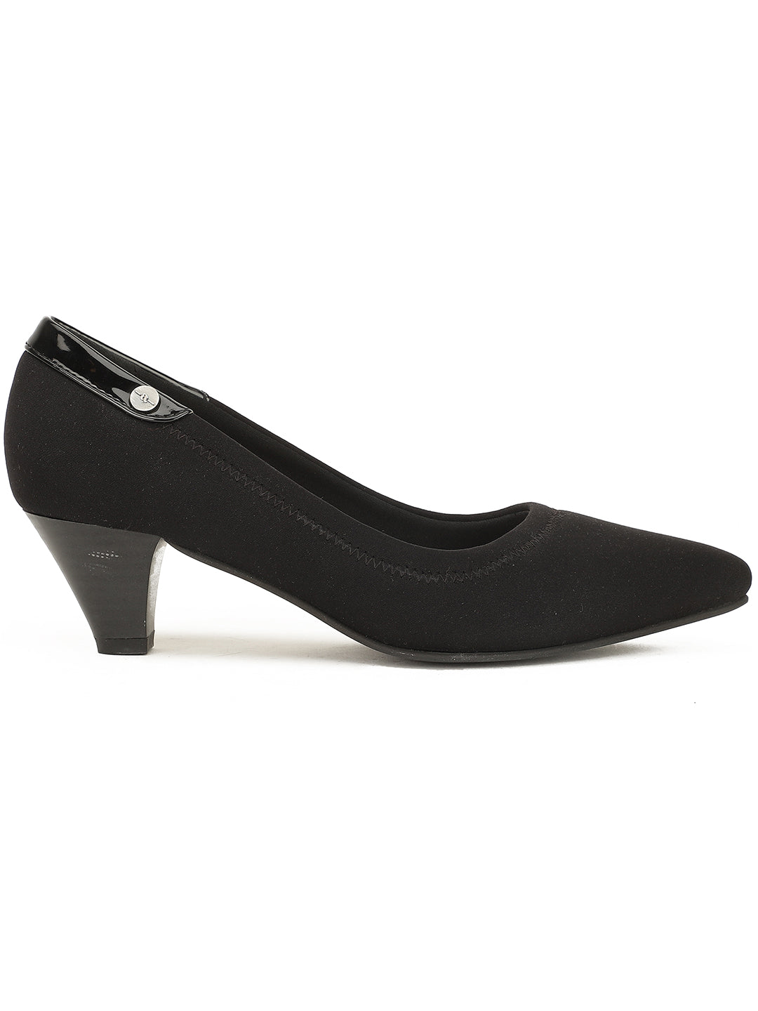 Bata Women Black Pointed-Toe Kitten Heel Pump - Black - View 2