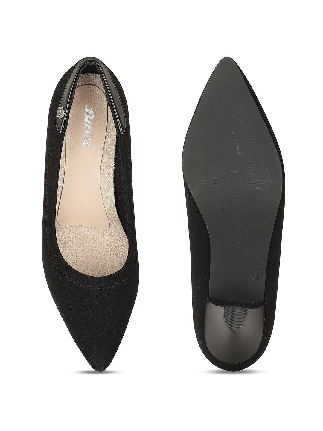 Bata Women Black Pointed-Toe Kitten Heel Pump - Black - View 4