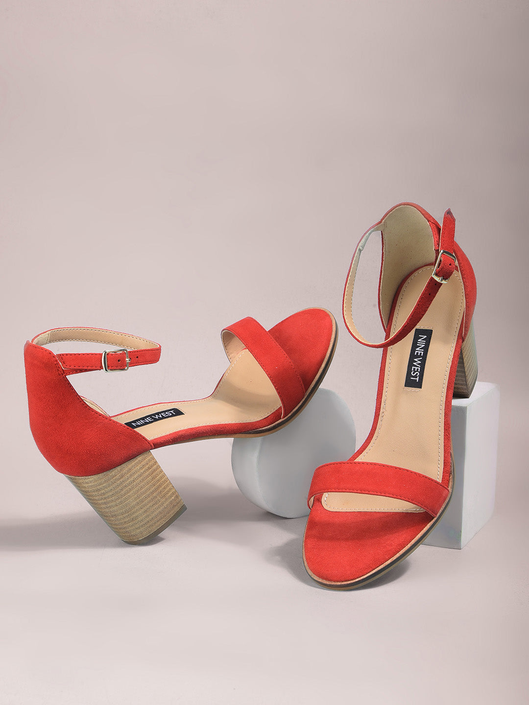 Nine West Women Ankle-Strap Block Heel Sandal - Red - View 6