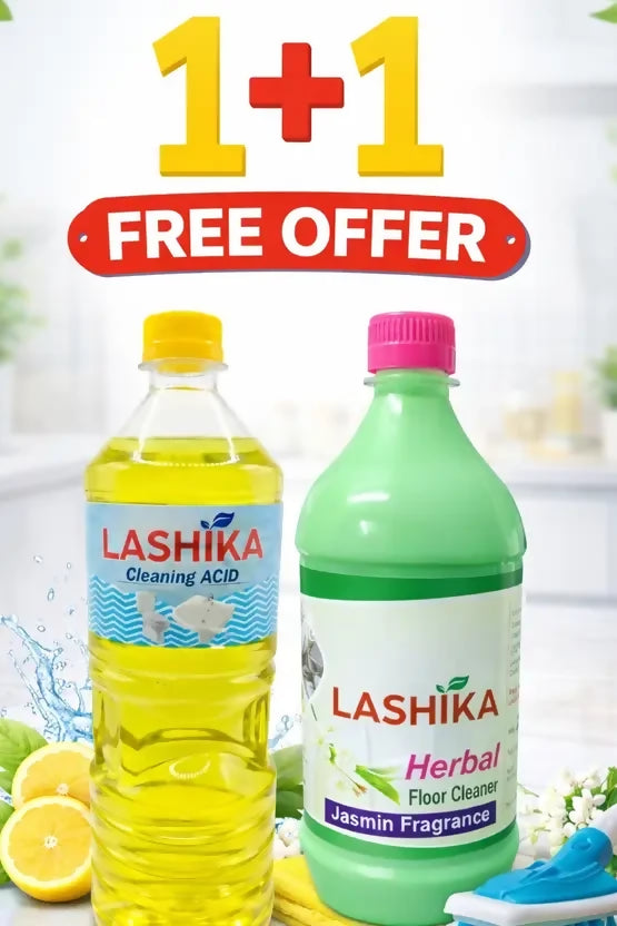 Lashika Cleaning Acid 1L with FREE Herbal Floor Cleaner 1L – Jasmin Fragrance (1+1 Combo Offer) Mahathi Enterprises