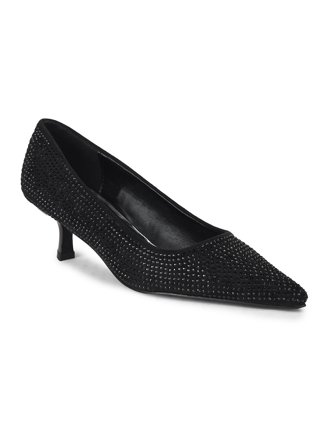 Bata Women Black Pointed-Toe Kitten Heel Pump - Black - View 1