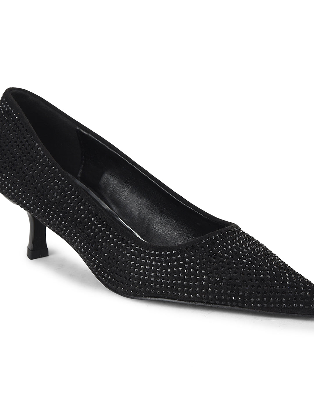 Bata Women Black Pointed-Toe Kitten Heel Pump - Black - View 5