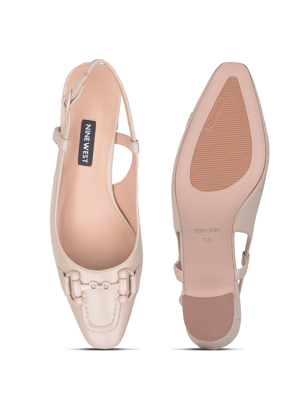 Nine West Women Nude Pointed-Toe Block Heel Pump - Nude - View 4