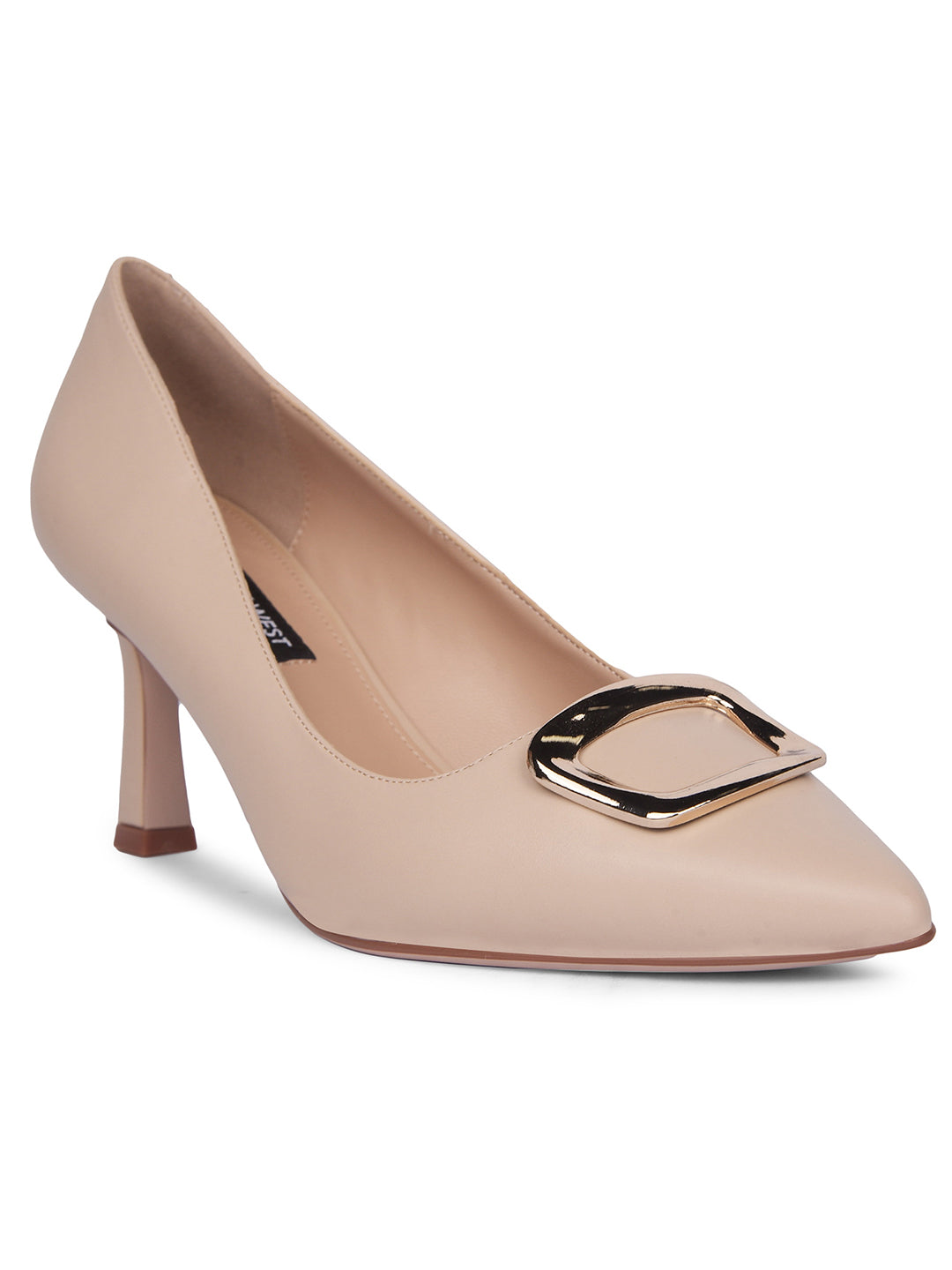 Nine West Women Nude Pointed-Toe Kitten Heel Pump - Nude - View 1
