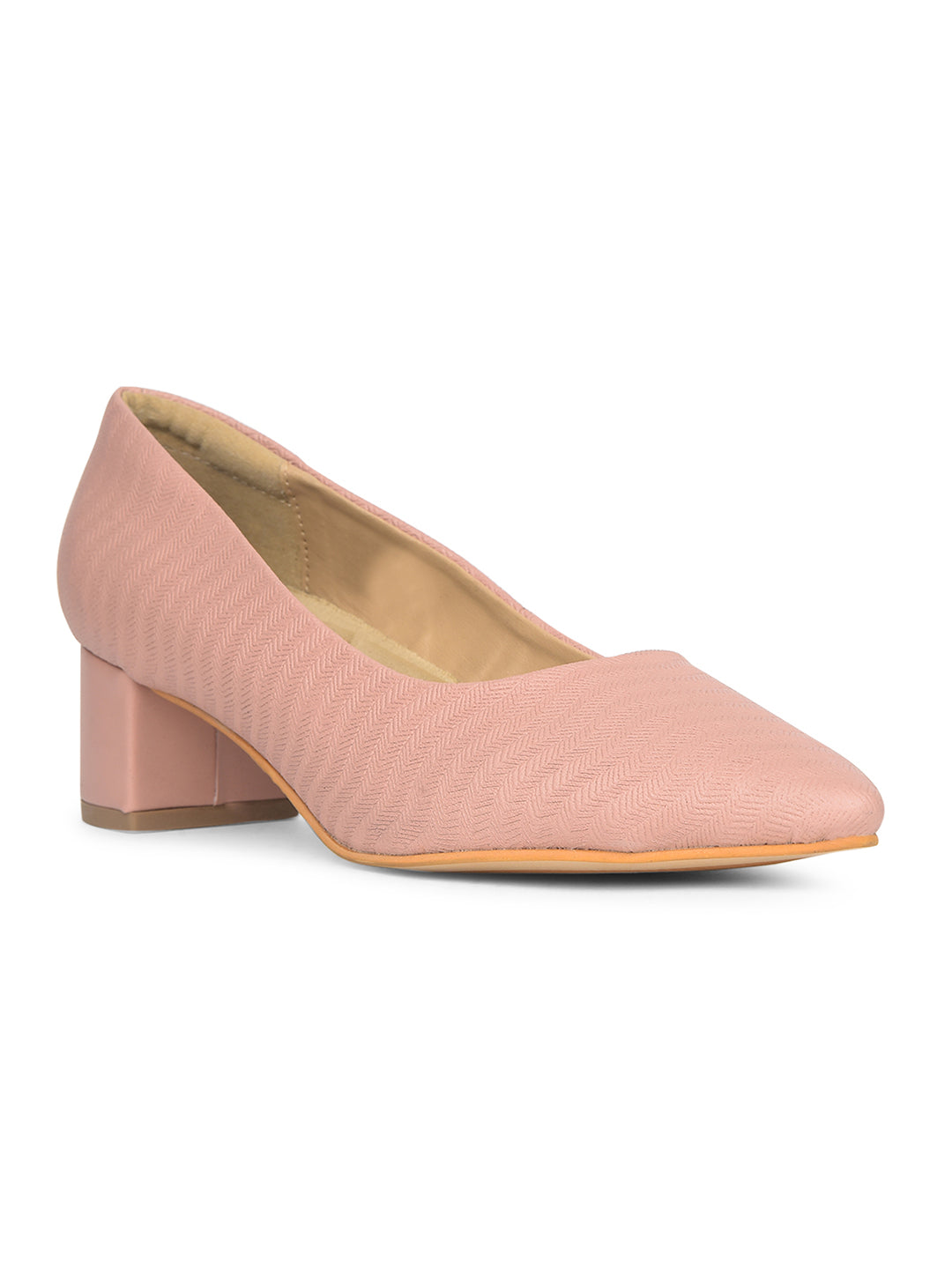 Bata Women Nude Pointed-Toe Block Heel Pump - Nude - View 1