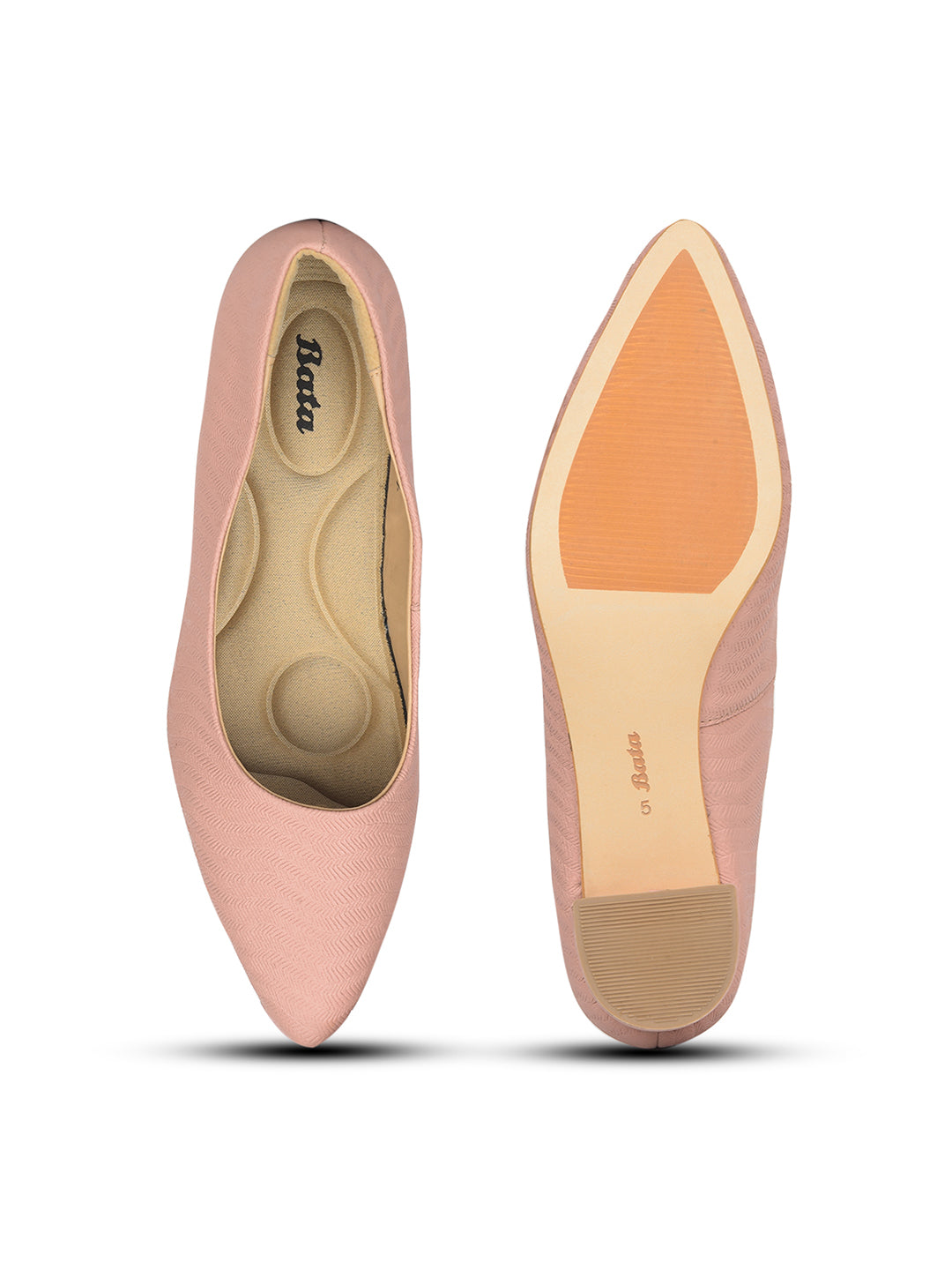 Bata Women Nude Pointed-Toe Block Heel Pump - Nude - View 4