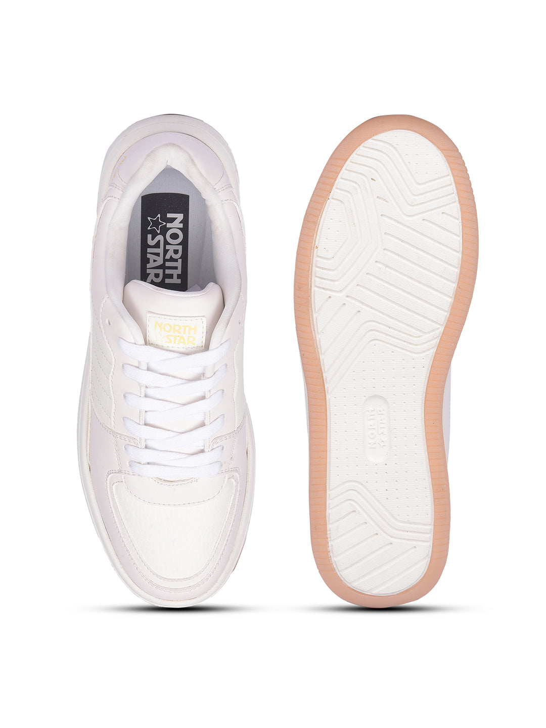 North Star Women White Casual Lace-up Sneakers - White - View 4