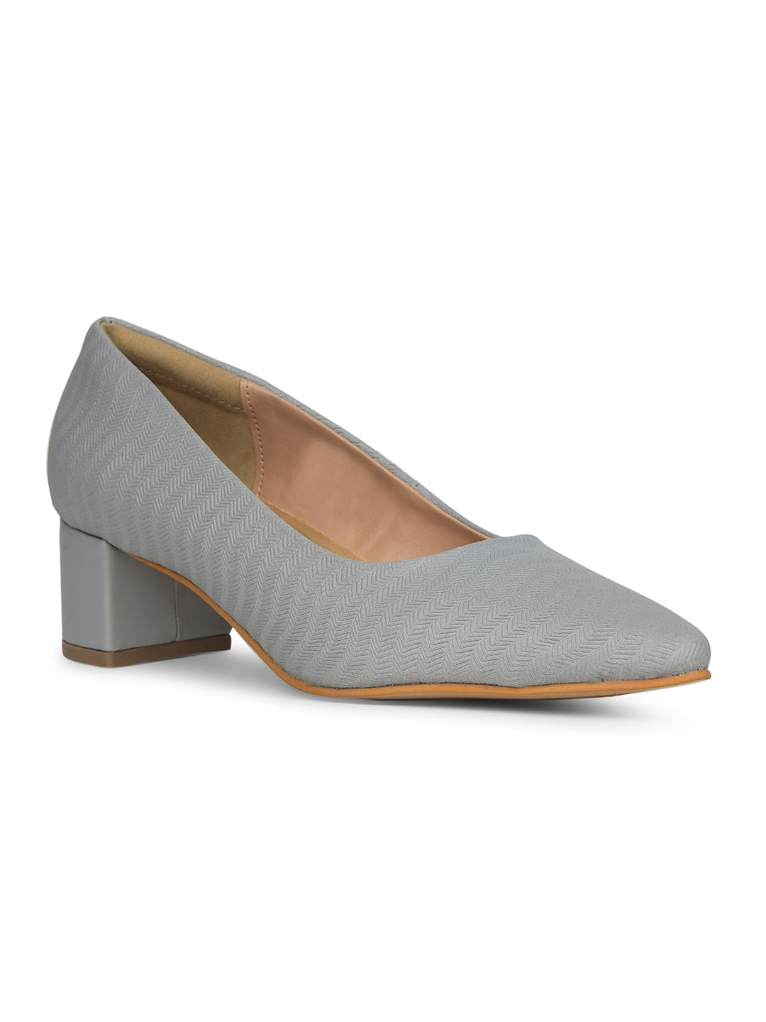 Bata Women Grey Pointed-Toe Block Heel Pump - Grey - View 1