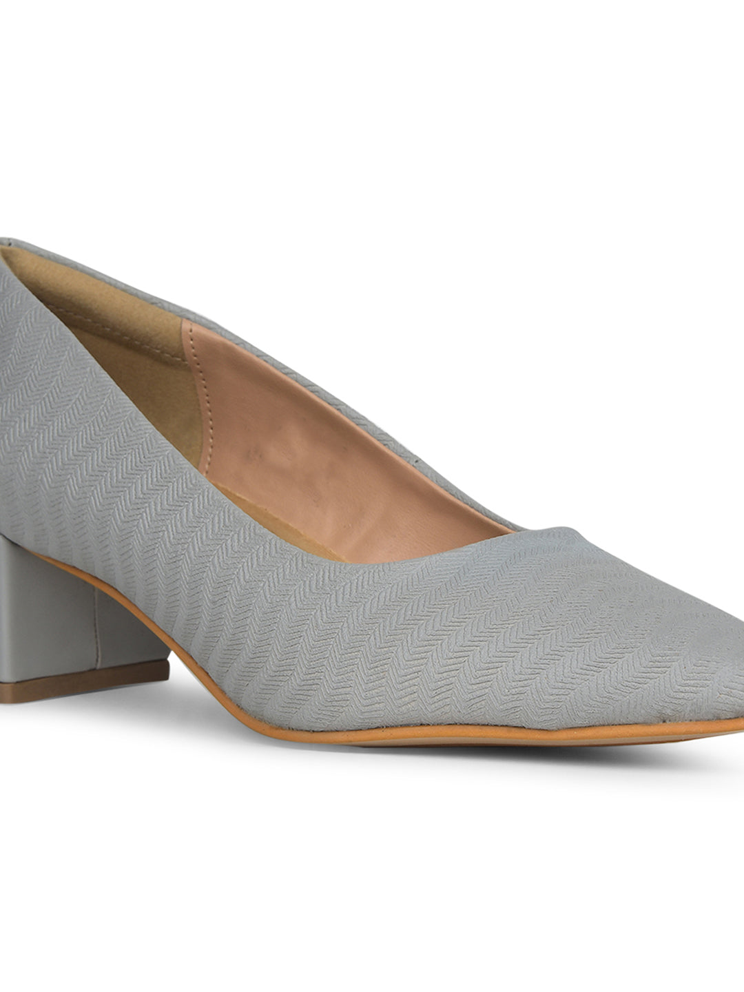 Bata Women Grey Pointed-Toe Block Heel Pump - Grey - View 5