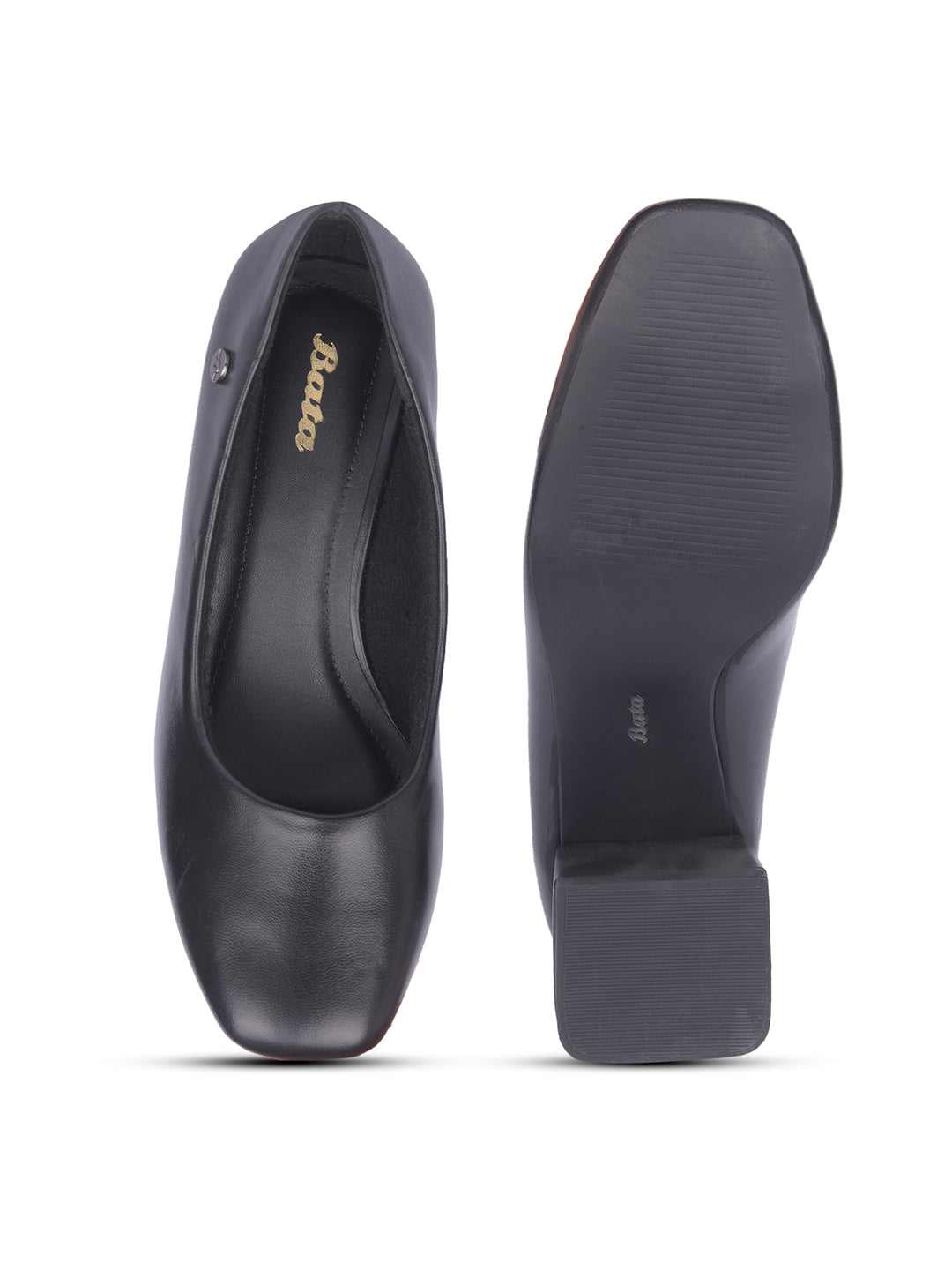 Bata Women Black Round-Toe Block Heel Pump - Black - View 4