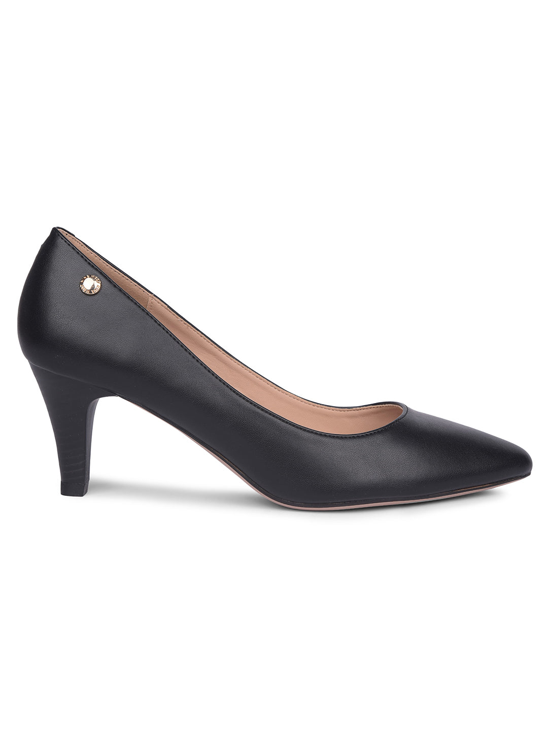 Nine West Women Black Pointed-Toe Kitten Heel Pump - Black - View 2