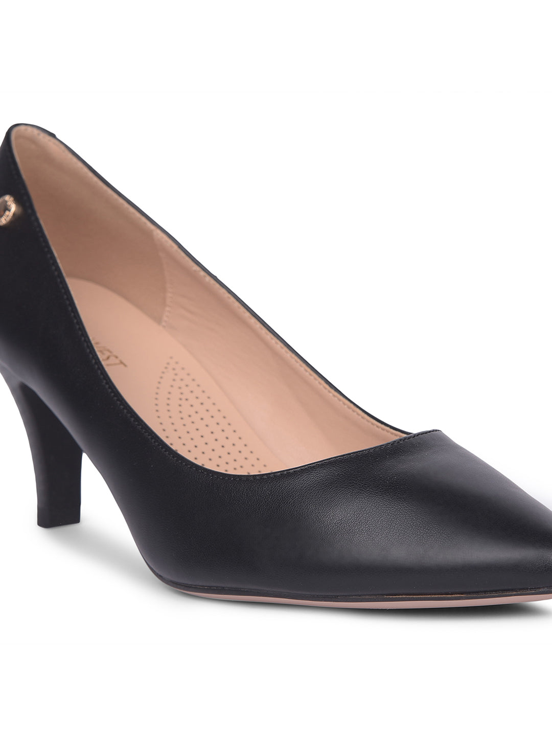 Nine West Women Black Pointed-Toe Kitten Heel Pump - Black - View 5