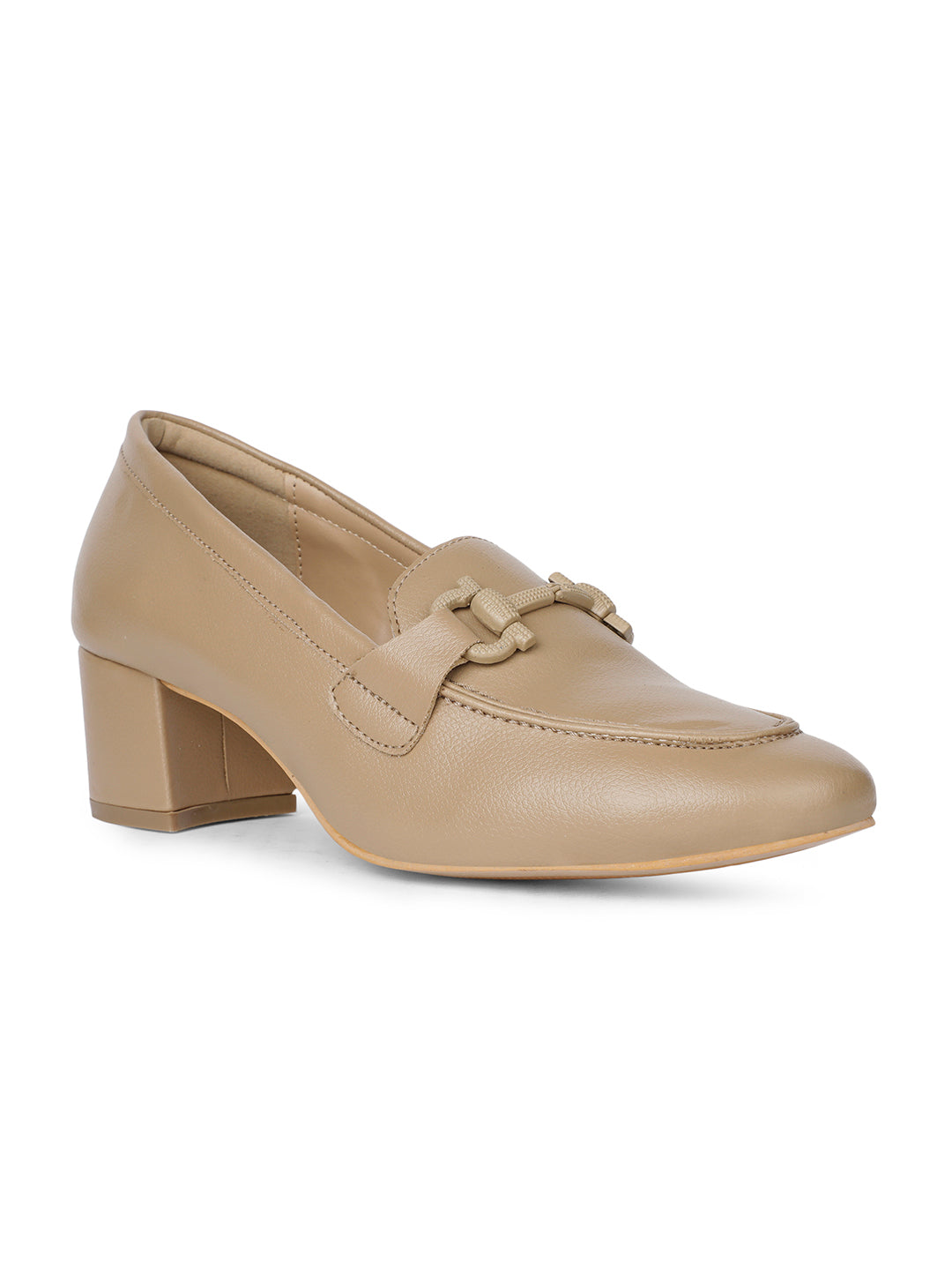Bata Women Beige Pointed-Toe Block Heel Pump - Beige - View 1