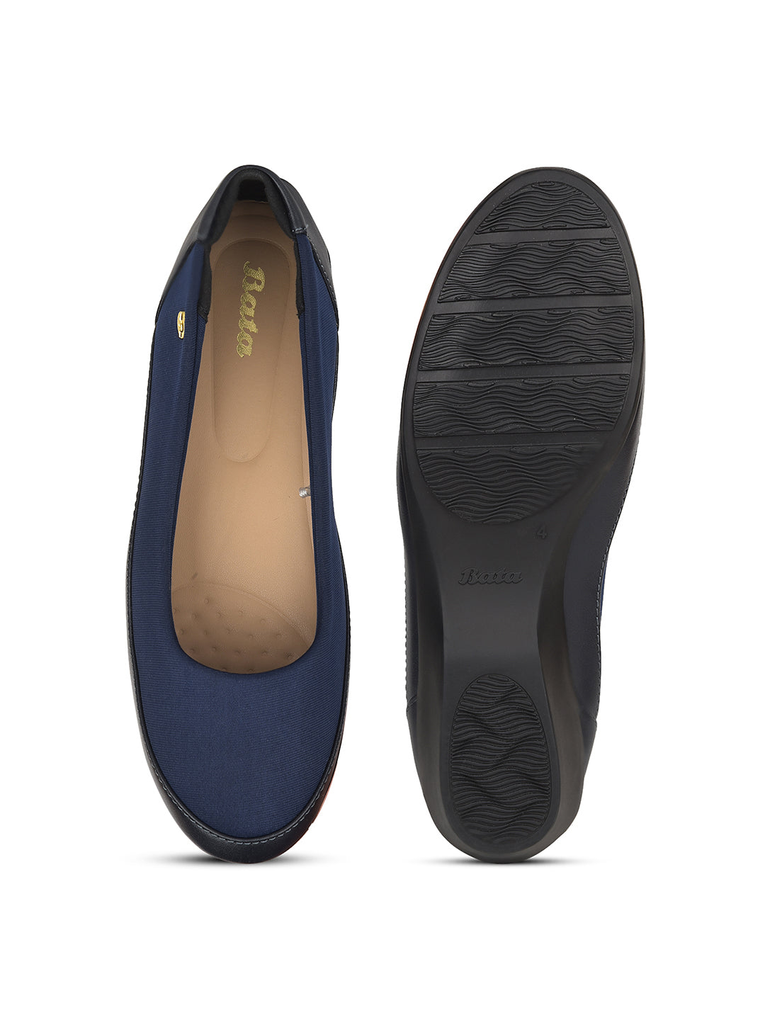 Bata Women Blue Wedge Heel Ballerina - Blue - View 4