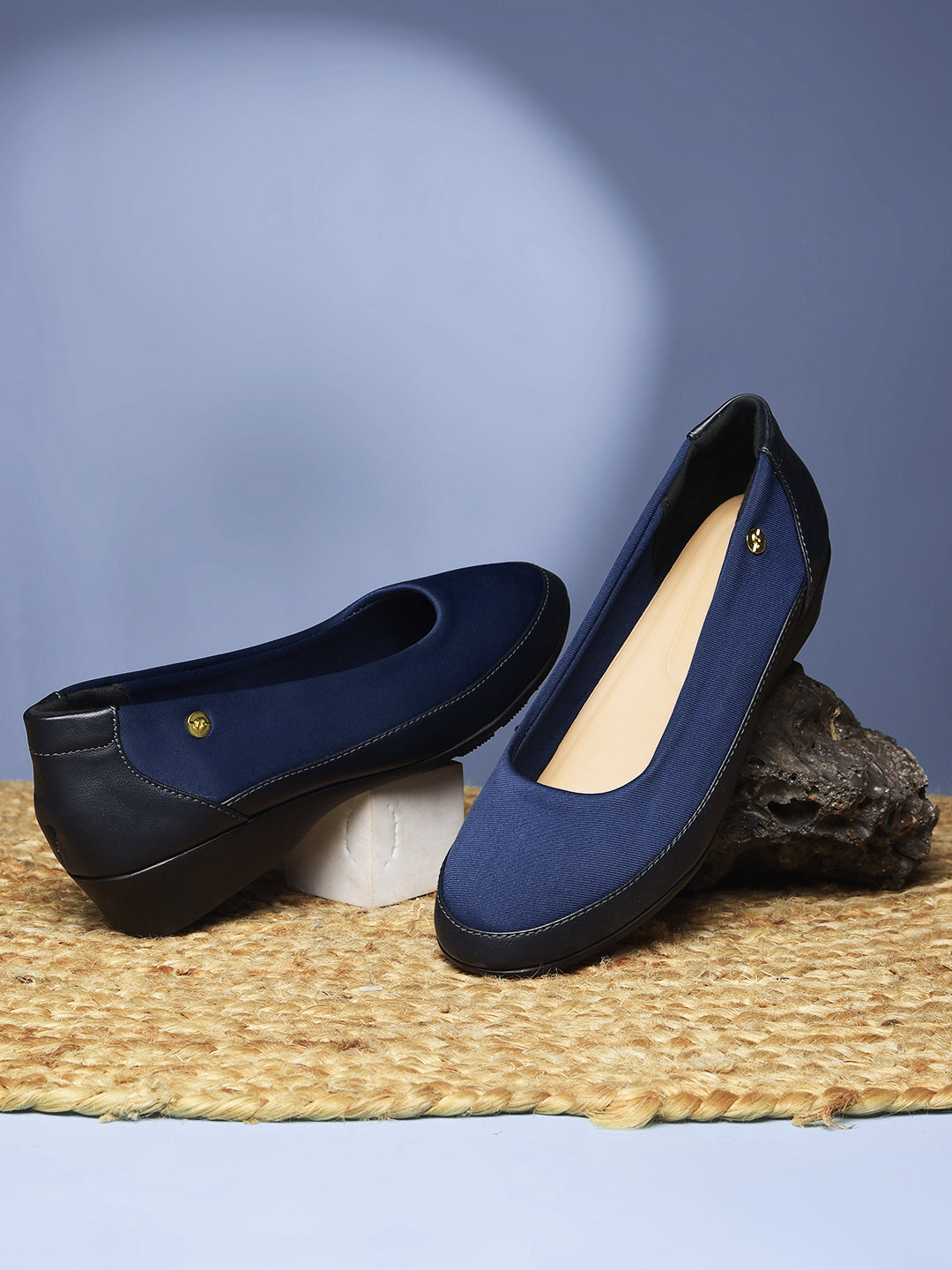Bata Women Blue Wedge Heel Ballerina - Blue - View 6