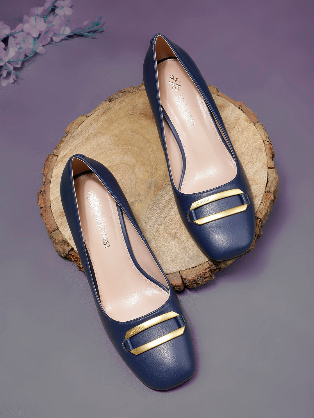 Nine West Women Pointed-Toe Block Heel Pump - Navy Blue - View 6
