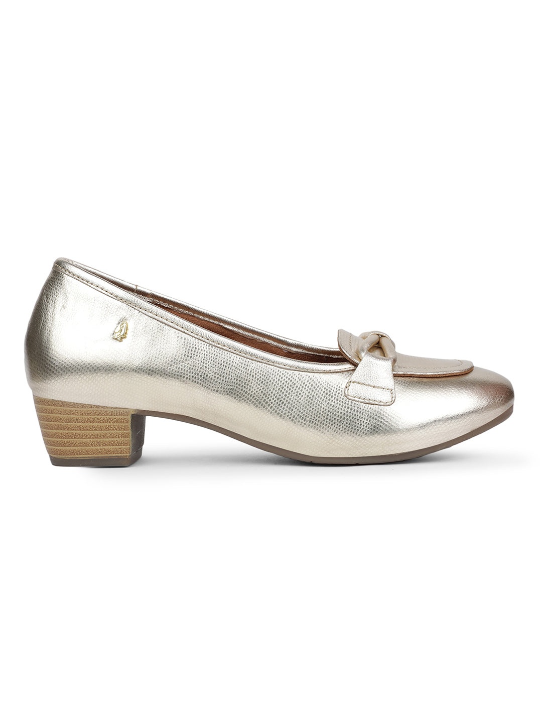 Hush Puppies Women Gold Pointed-Toe Block Heel Pump - Gold - View 2