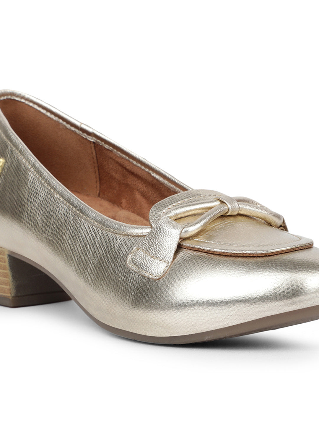 Hush Puppies Women Gold Pointed-Toe Block Heel Pump - Gold - View 5