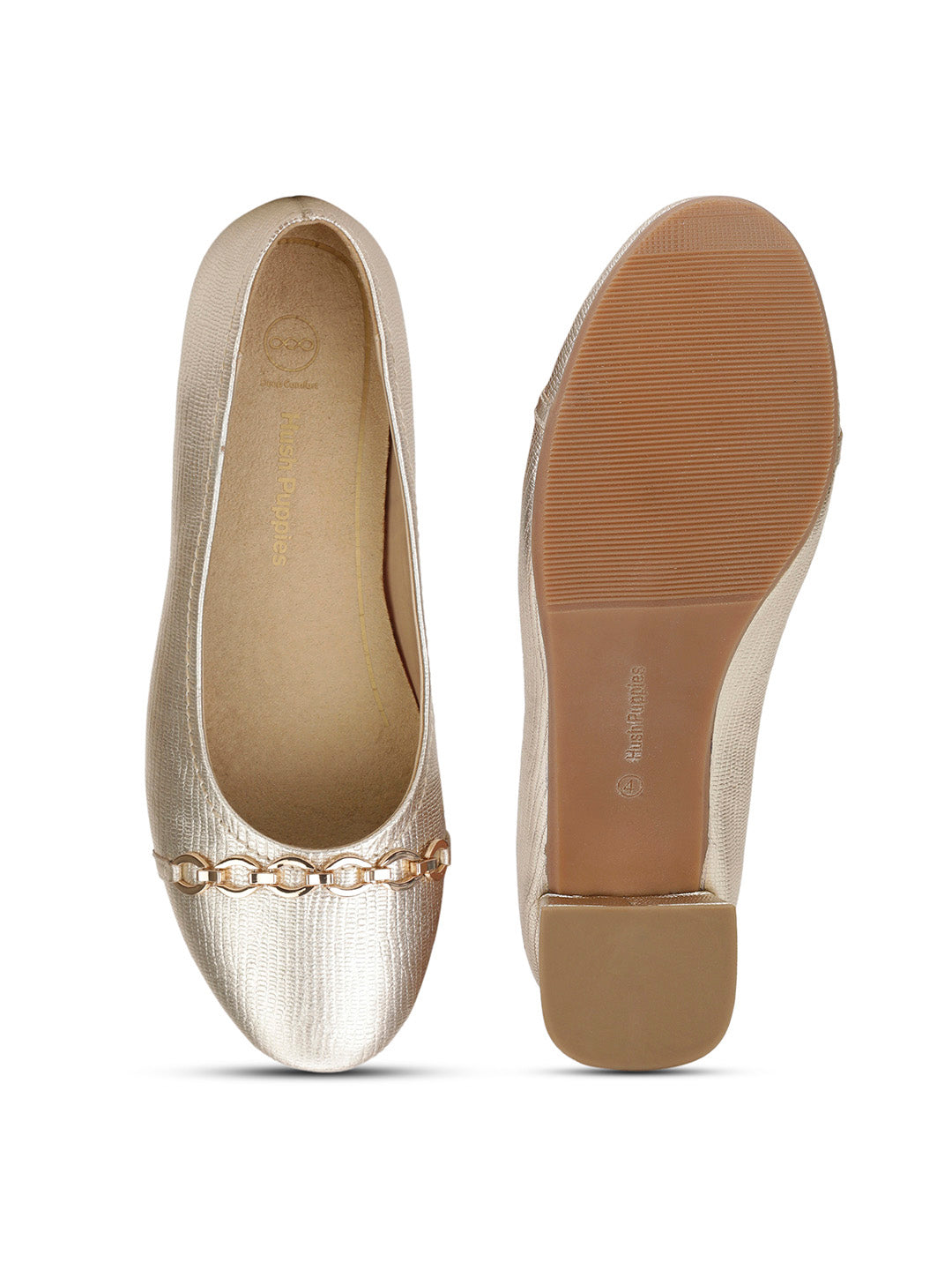 Hush Puppies Women Gold Pointed-Toe Block Heel Pump - Gold - View 4