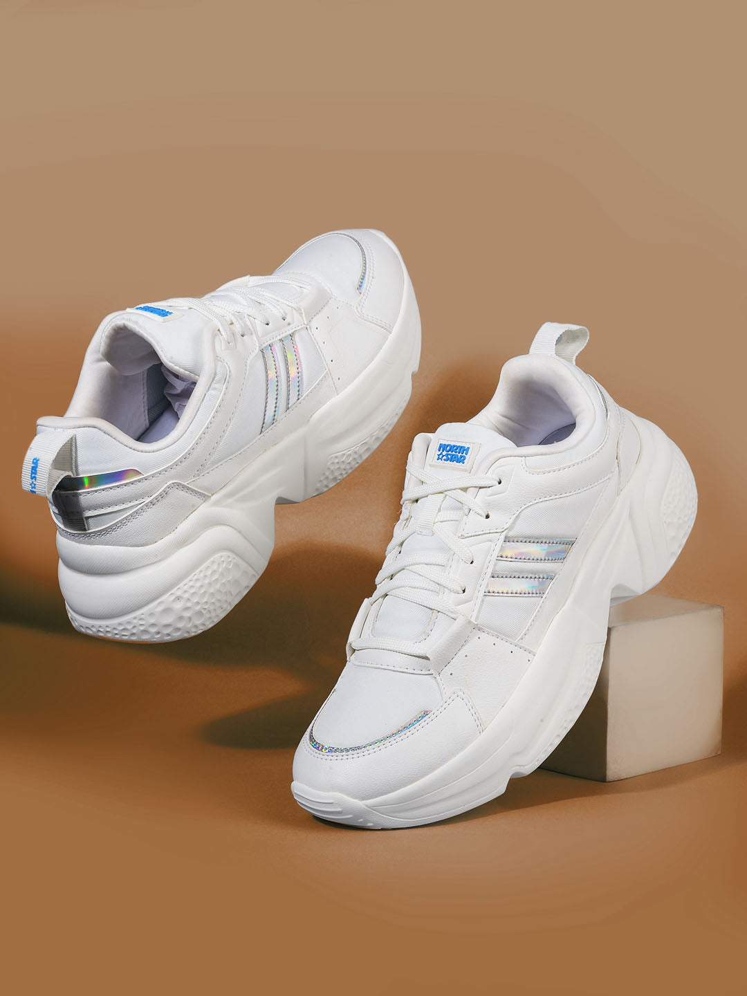 North Star Women White Casual Lace-up Sneakers - White - View 6