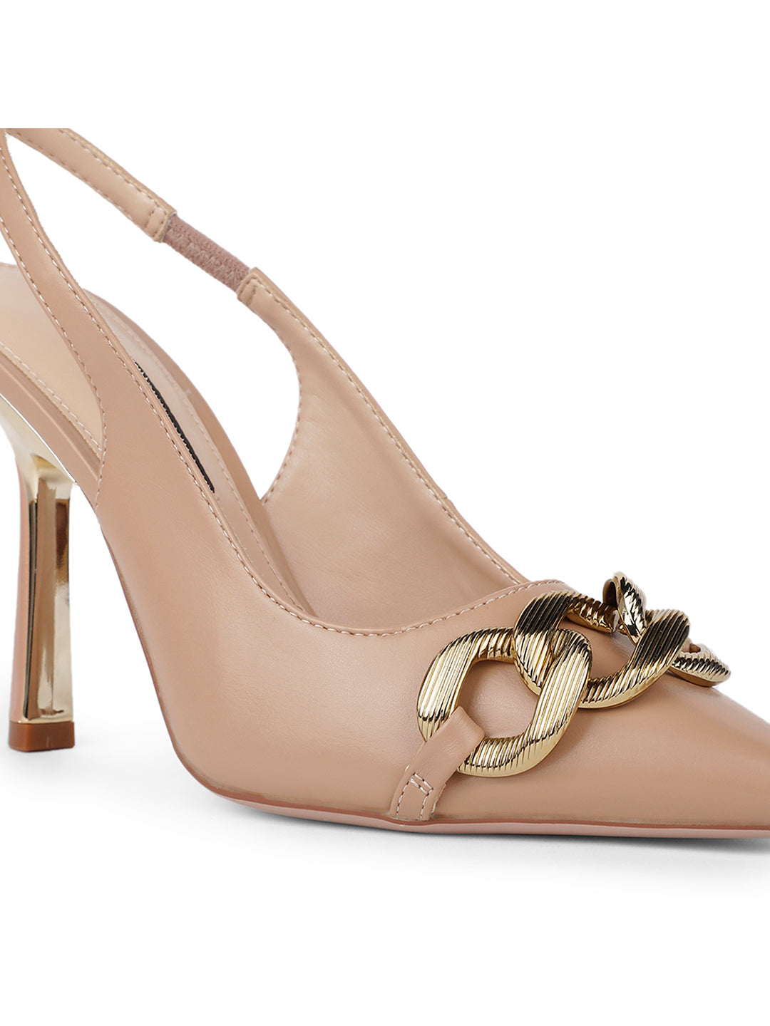 Nine West Women Pointed-Toe Kitten Heel Slingback Sandal - Nude - View 5