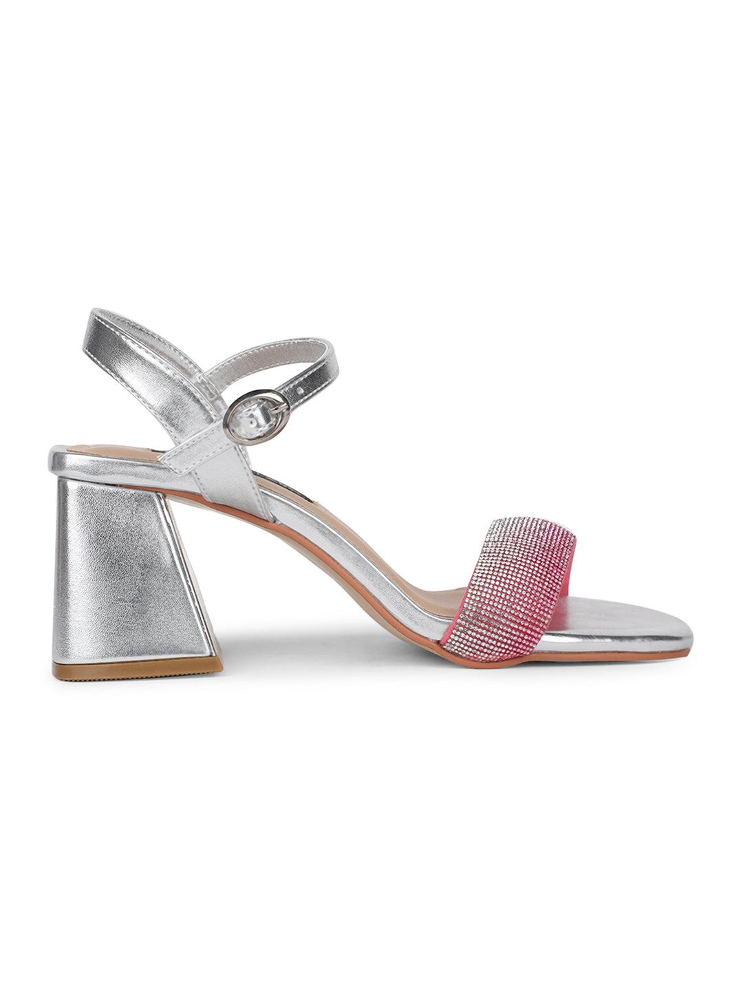 Bata Women Silver BackStrap Block Heel Sandal - Silver - View 2