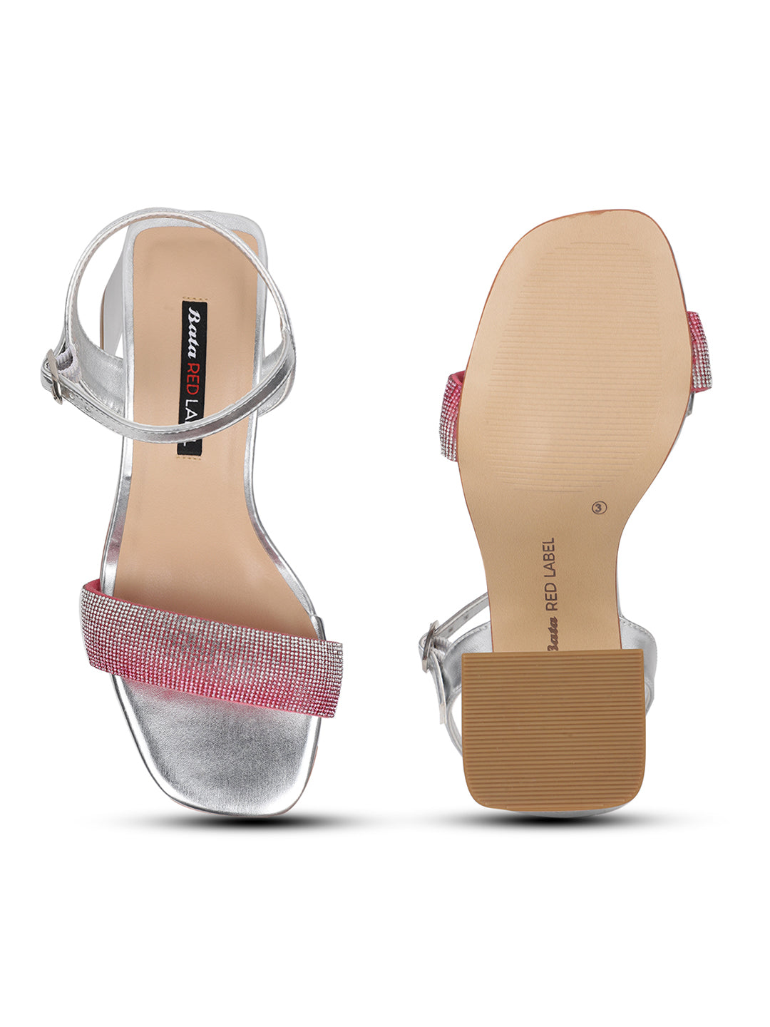 Bata Women Silver BackStrap Block Heel Sandal - Silver - View 4