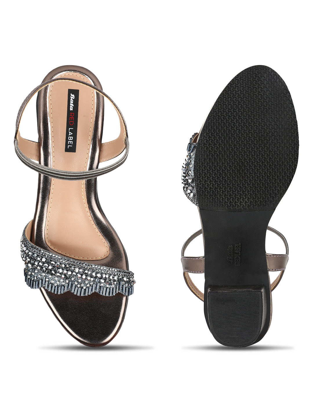 Bata Women Gunmetal Ankle Strap Block Heel Sandal - Gunmetal - View 4