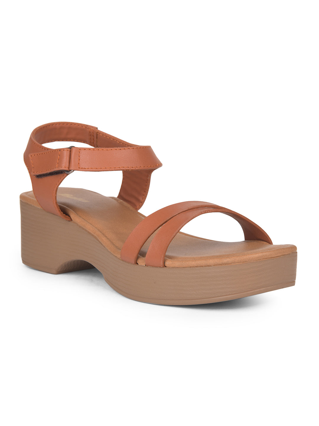 Bata Women Tan Ankle Strap Wedge Heel Sandal - Tan - View 1