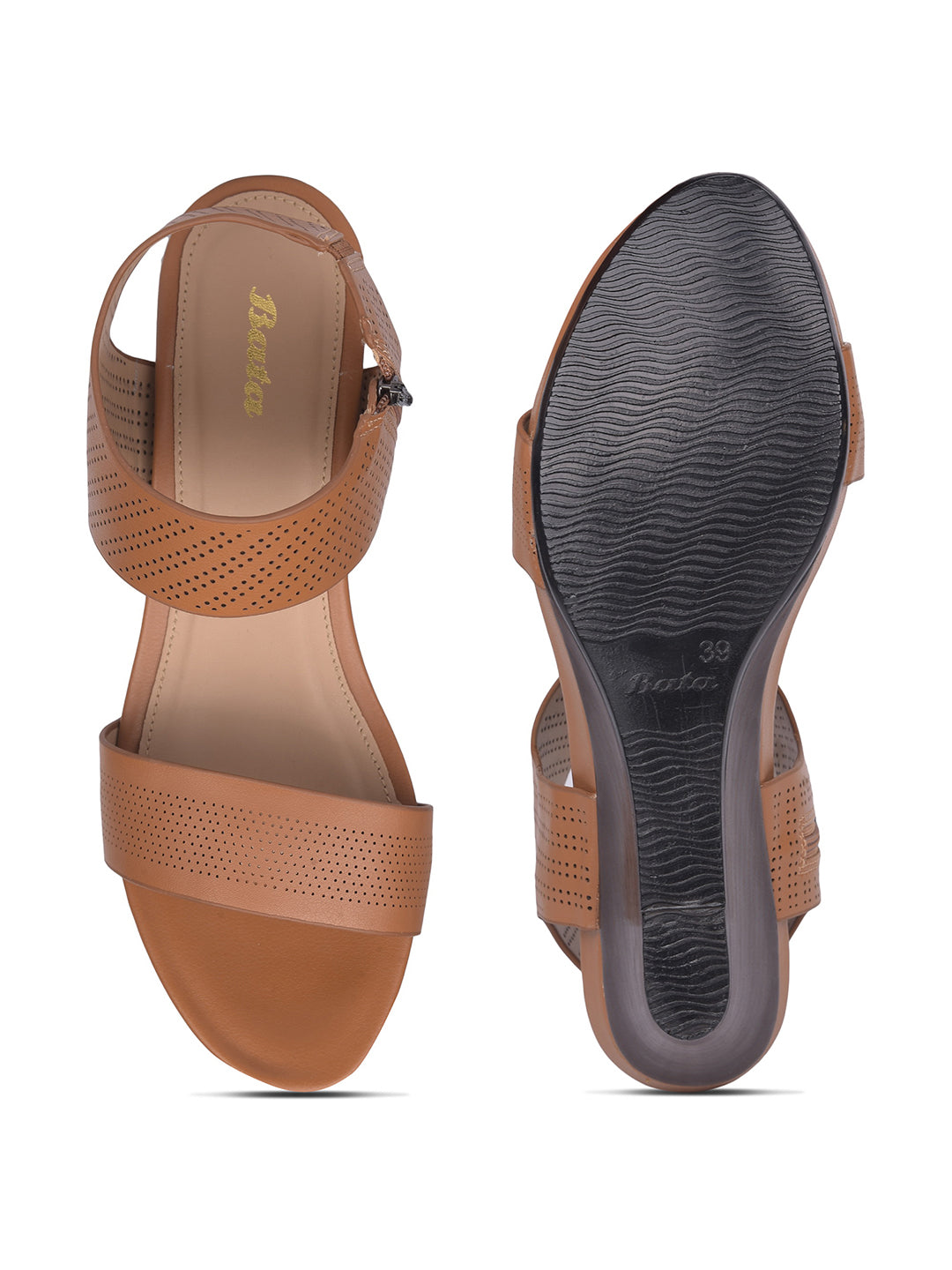 Bata Women Brown Ankle Strap Wedge Heel Sandal - Brown - View 4