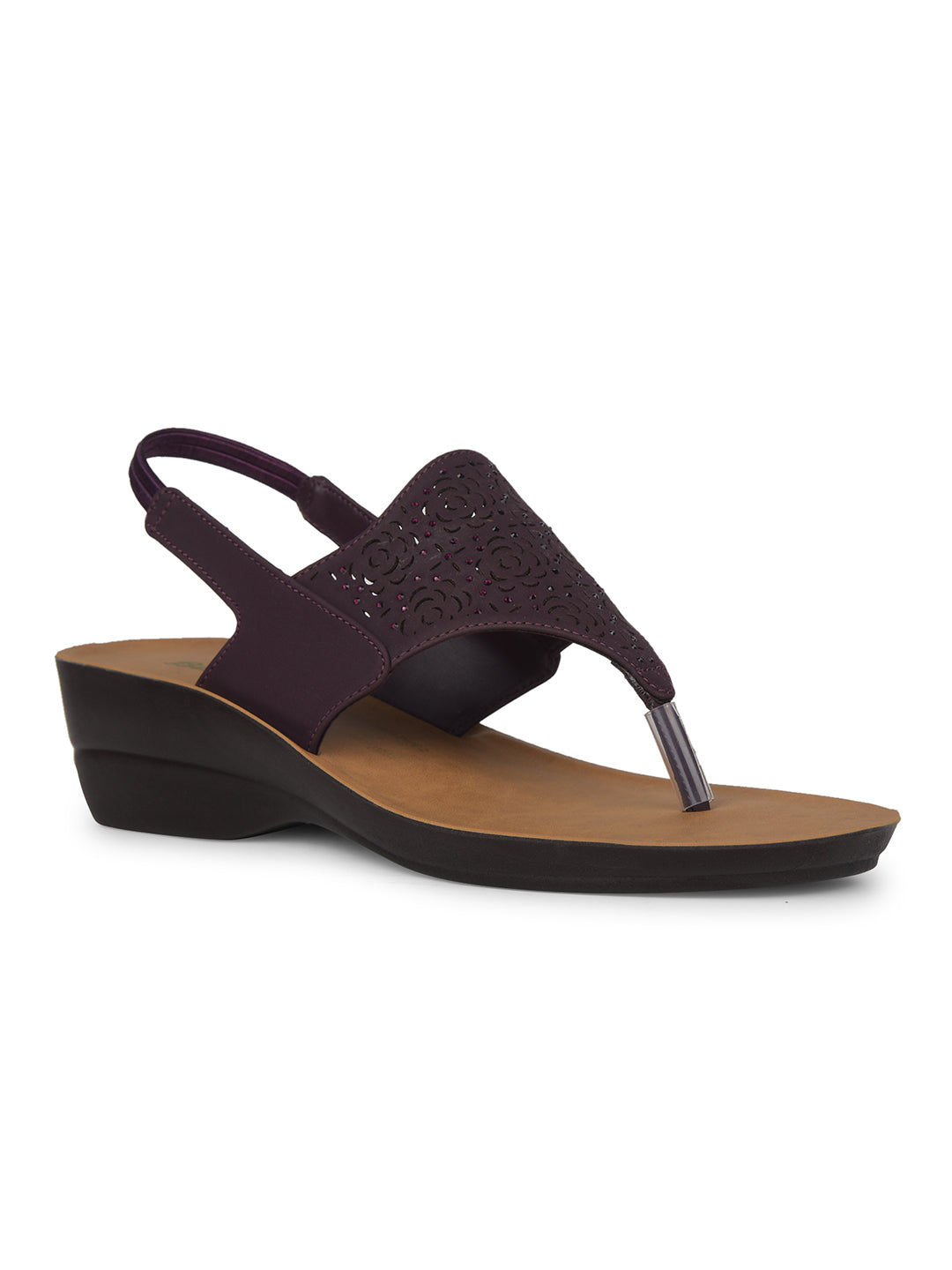 Bata Women Maroon BackStrap Wedge Heel Sandal - Maroon - View 1