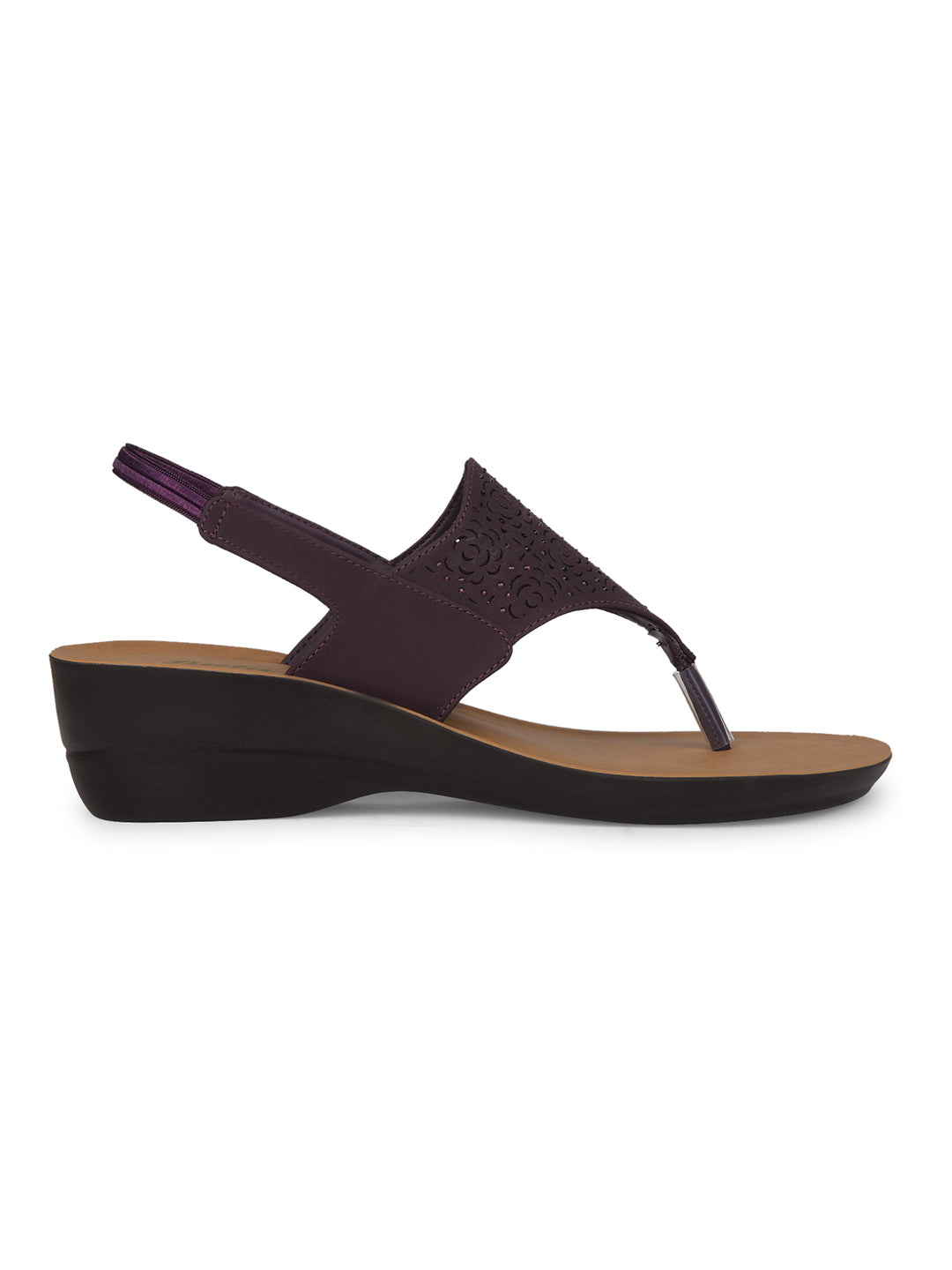 Bata Women Maroon BackStrap Wedge Heel Sandal - Maroon - View 2