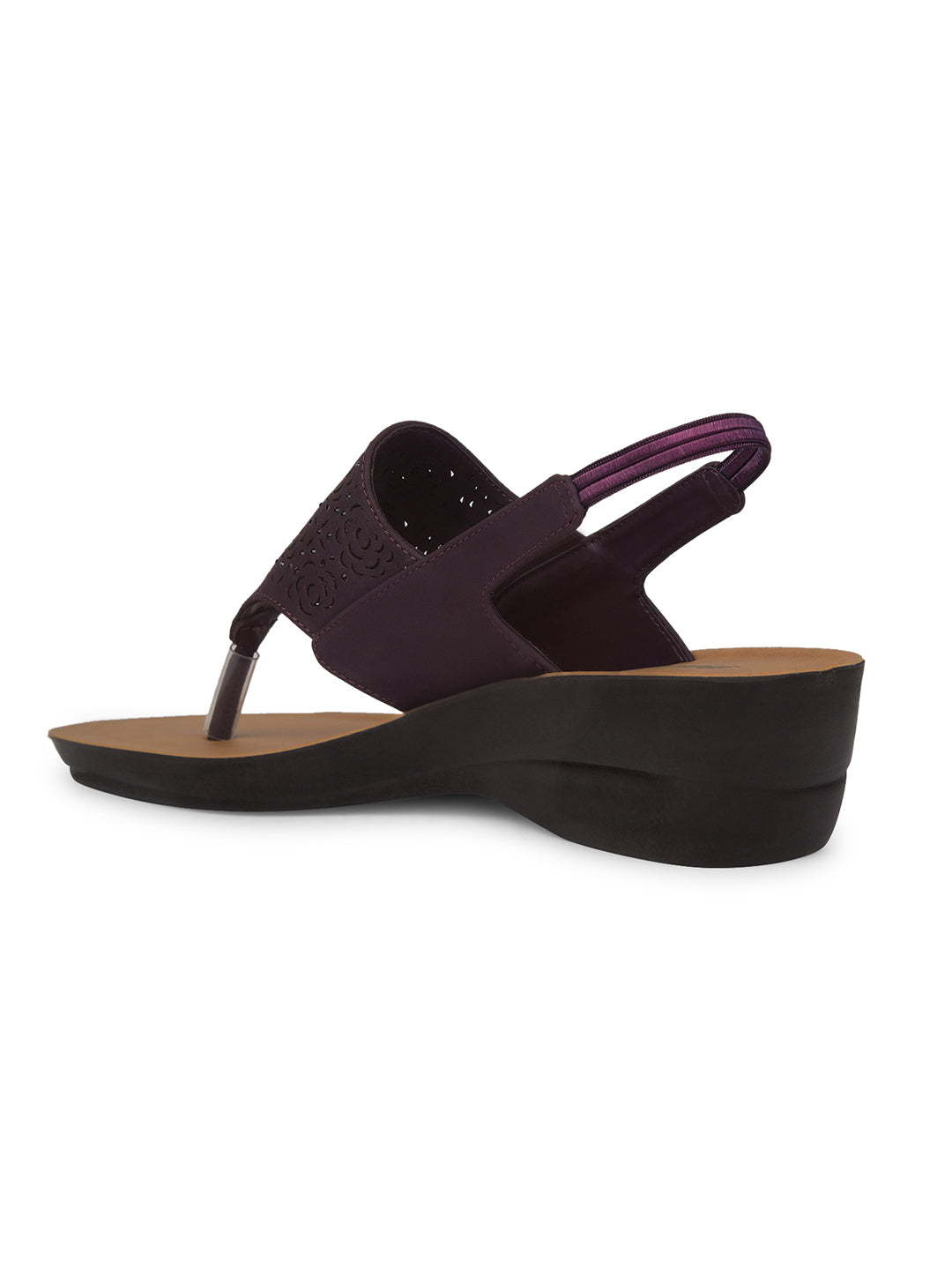 Bata Women Maroon BackStrap Wedge Heel Sandal - Maroon - View 3