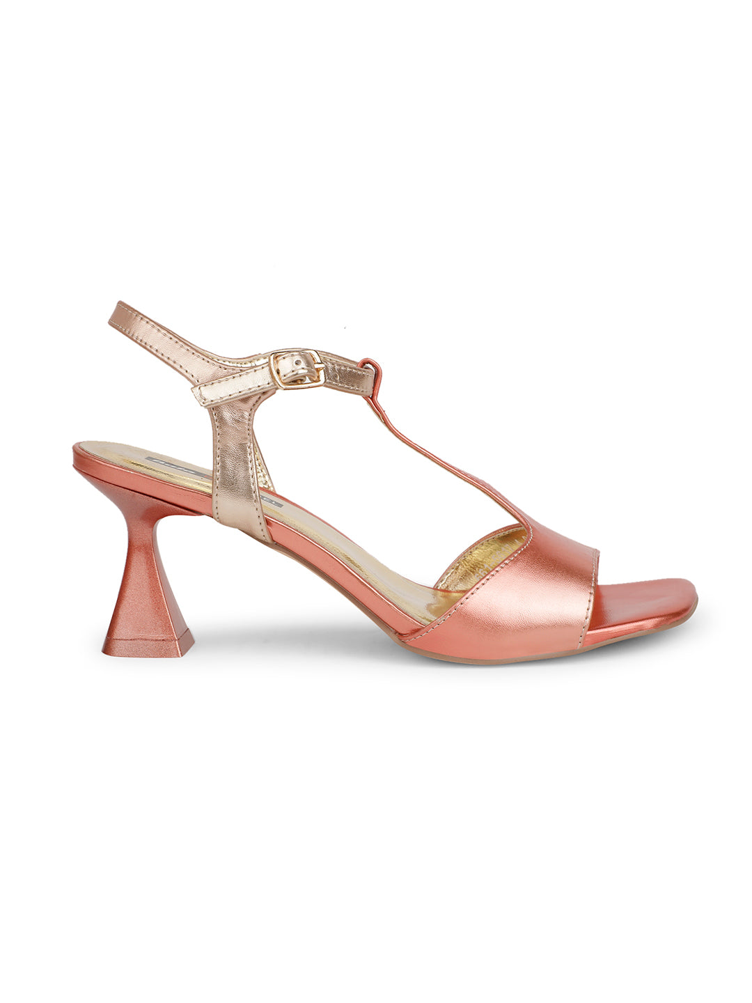 Bata Women Rose Gold Ankle Strap Spool Heel Sandal - Rose Gold - View 2