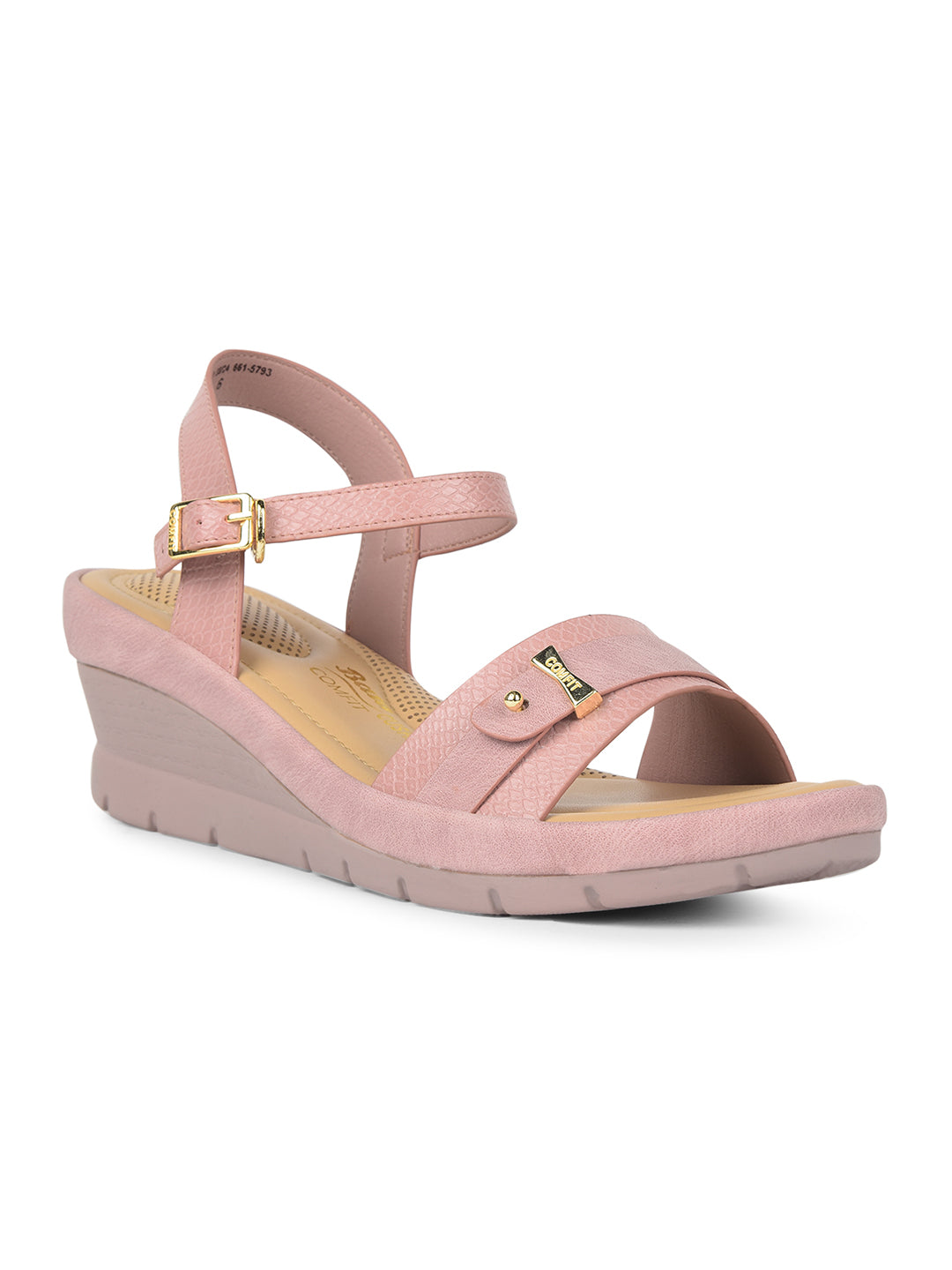 Bata Comfit Women Pink Ankle Strap Wedge Heel Sandal - Pink - View 1