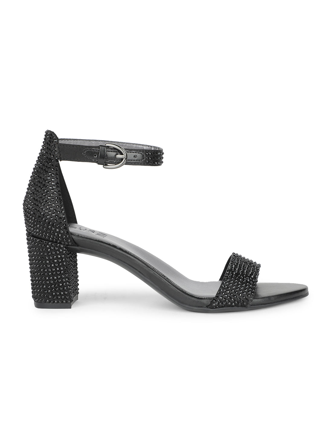 Naturalizer Women Black Ankle Strap Block Heel Sandal - Black - View 2
