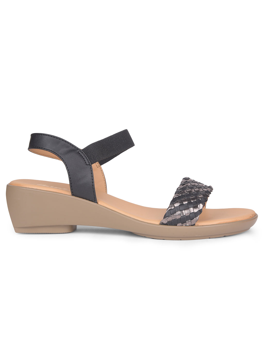 Bata Women Black Ankle Strap Wedge Heel Sandal - Black - View 2