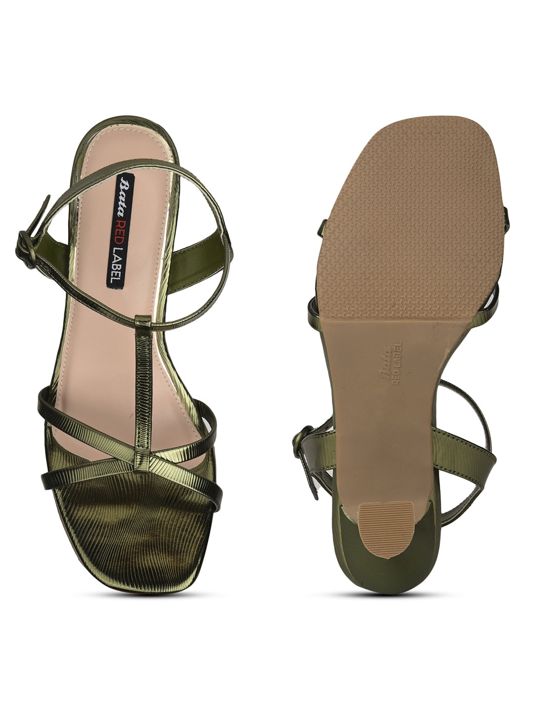 Bata Women Green Ankle Strap Spool Heel Sandal - Green - View 4