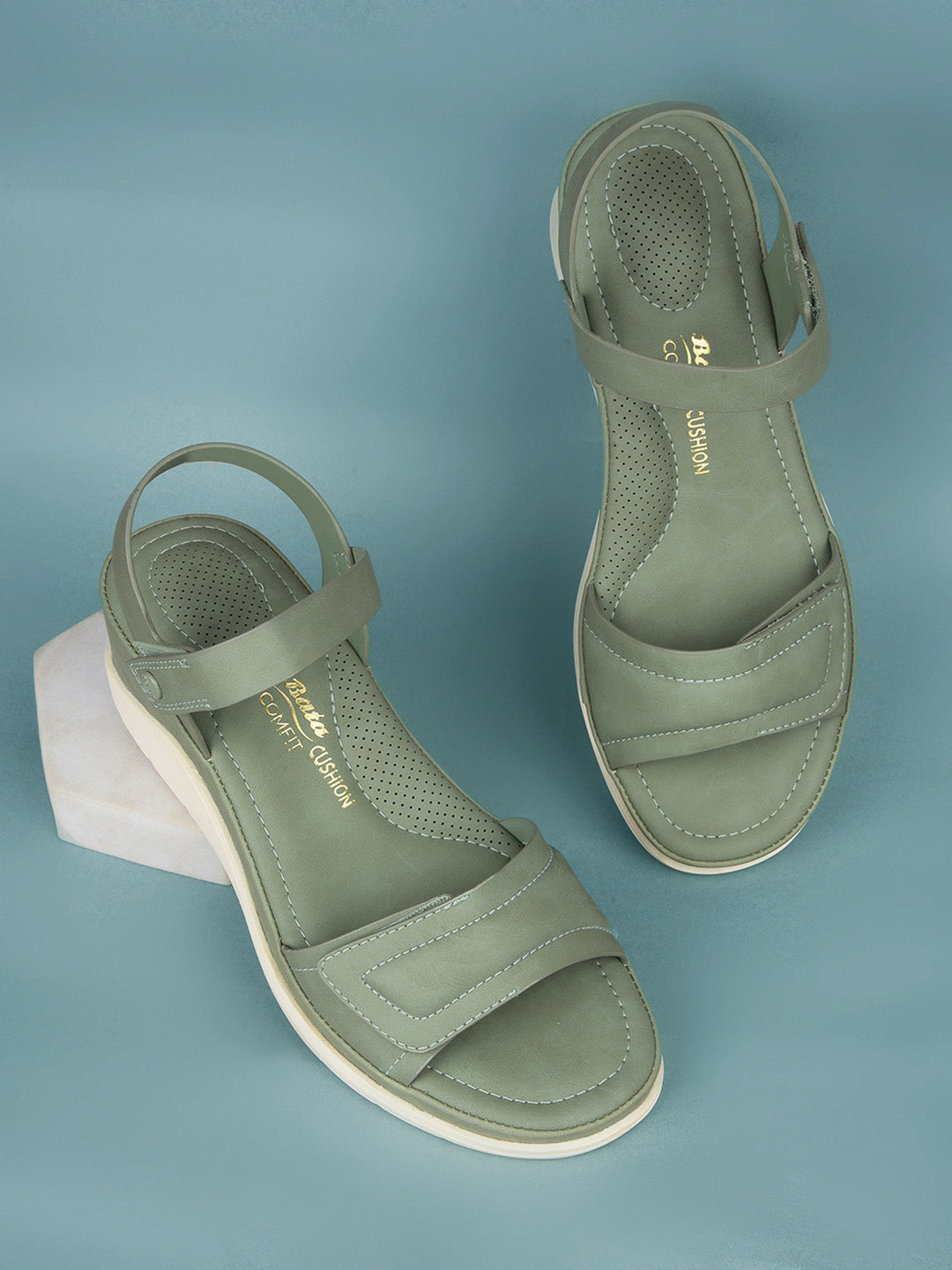 Bata Comfit Women Green Ankle Strap Wedge Heel Sandal - Green - View 6
