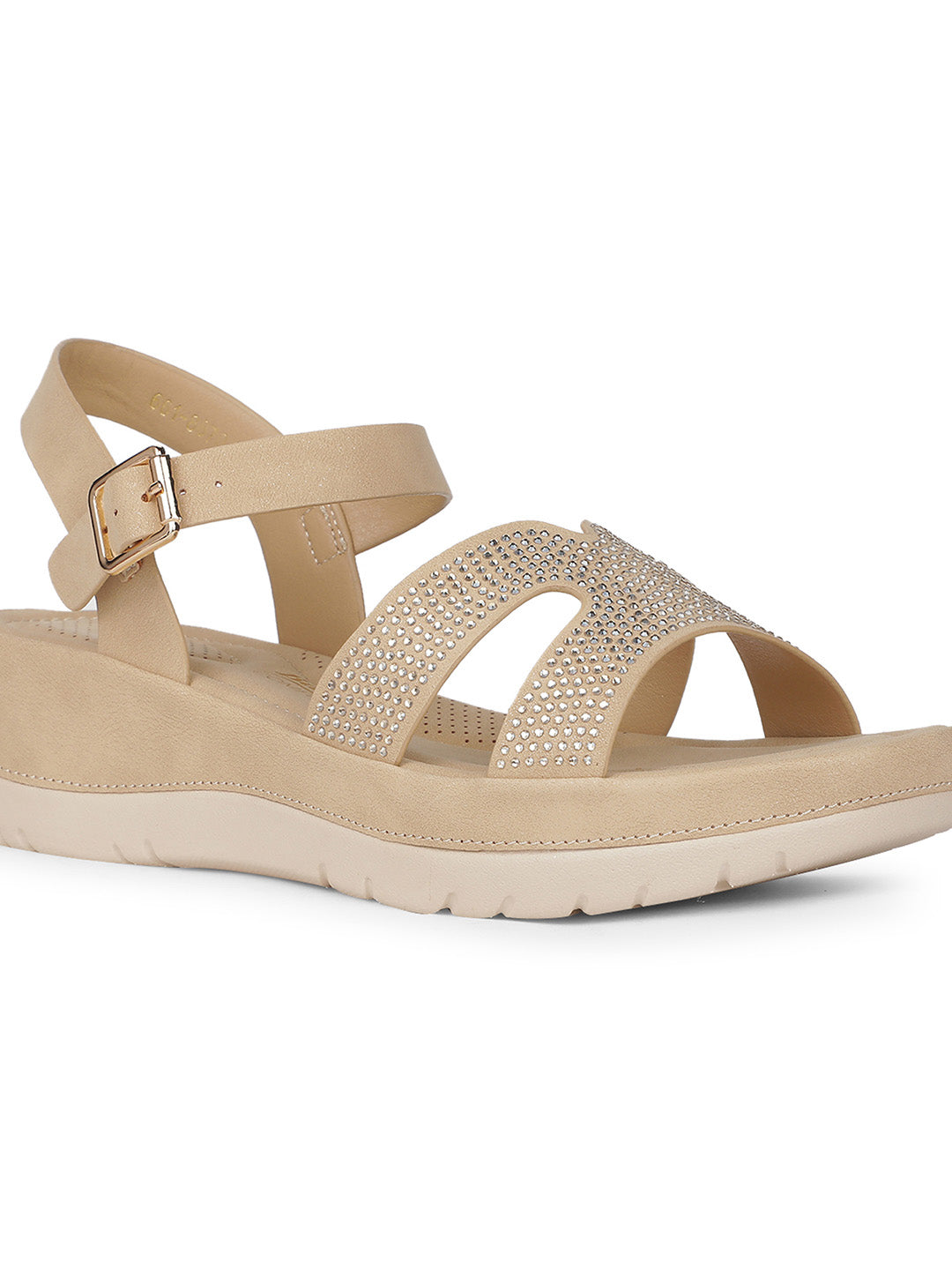 Bata Comfit Women Beige Velcro Strap Wedge Heel Sandal - Beige - View 5
