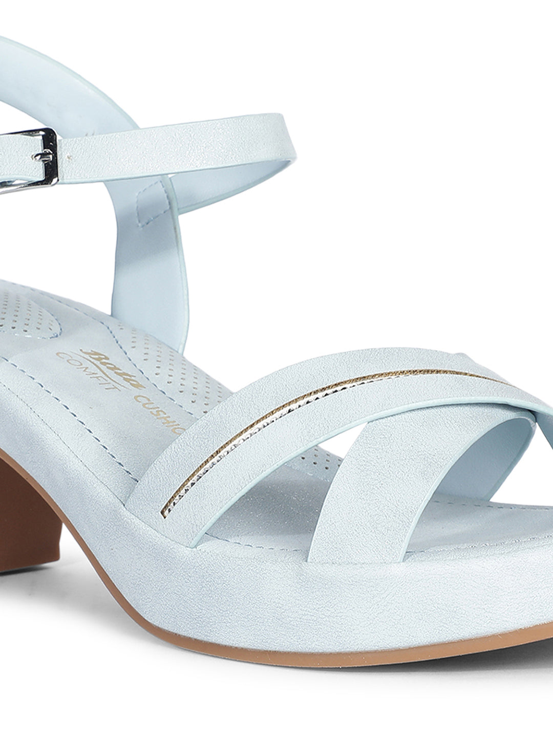 Bata Comfit Women Light Blue Ankle Strap Block Heel Sandal - Light Blue - View 5