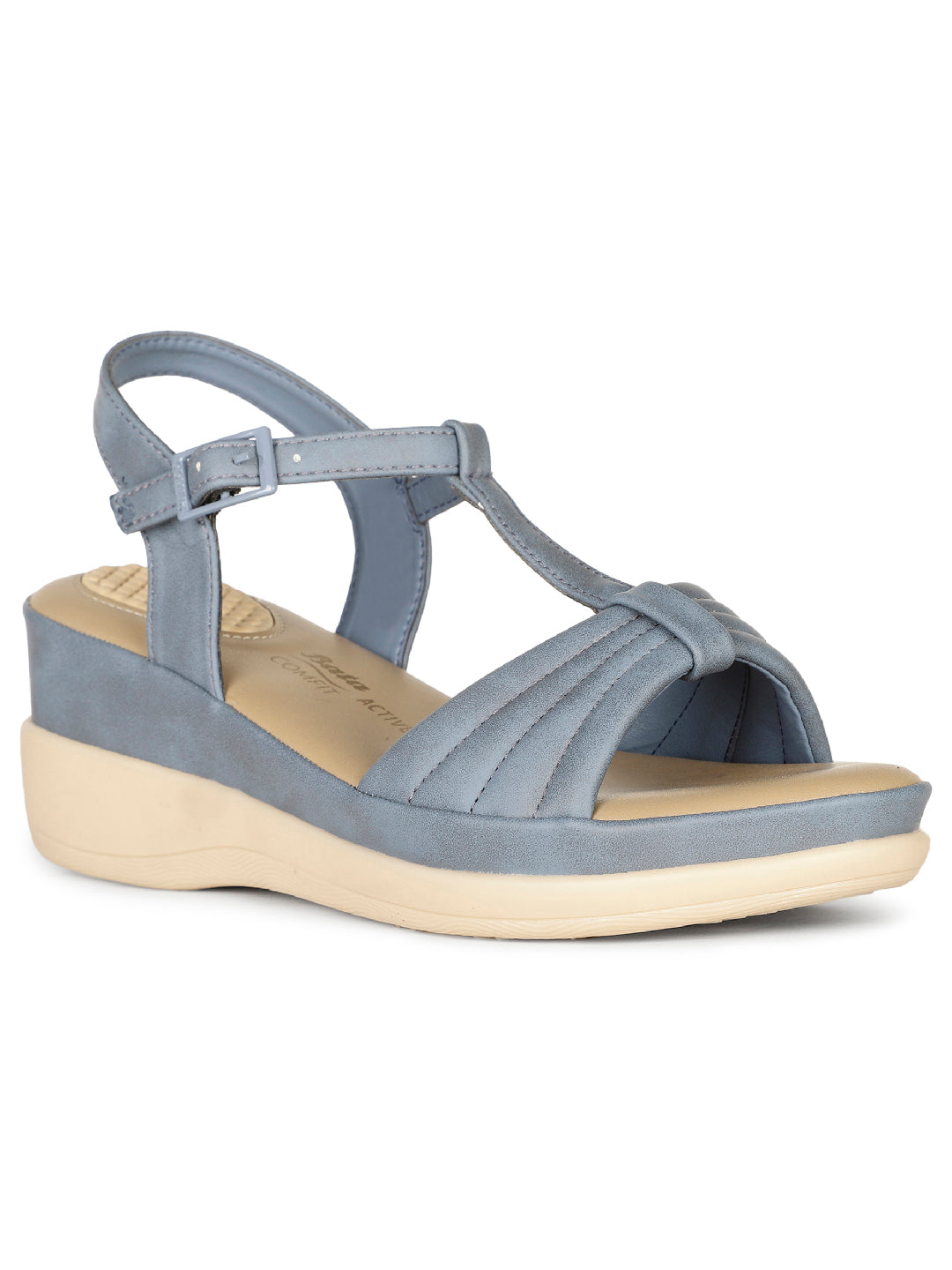 Bata Comfit Women Blue Ankle Strap Wedge Heel Sandal - Blue - View 1
