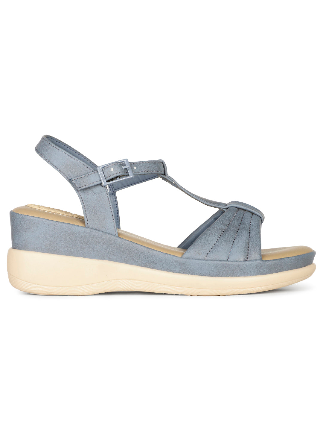 Bata Comfit Women Blue Ankle Strap Wedge Heel Sandal - Blue - View 2